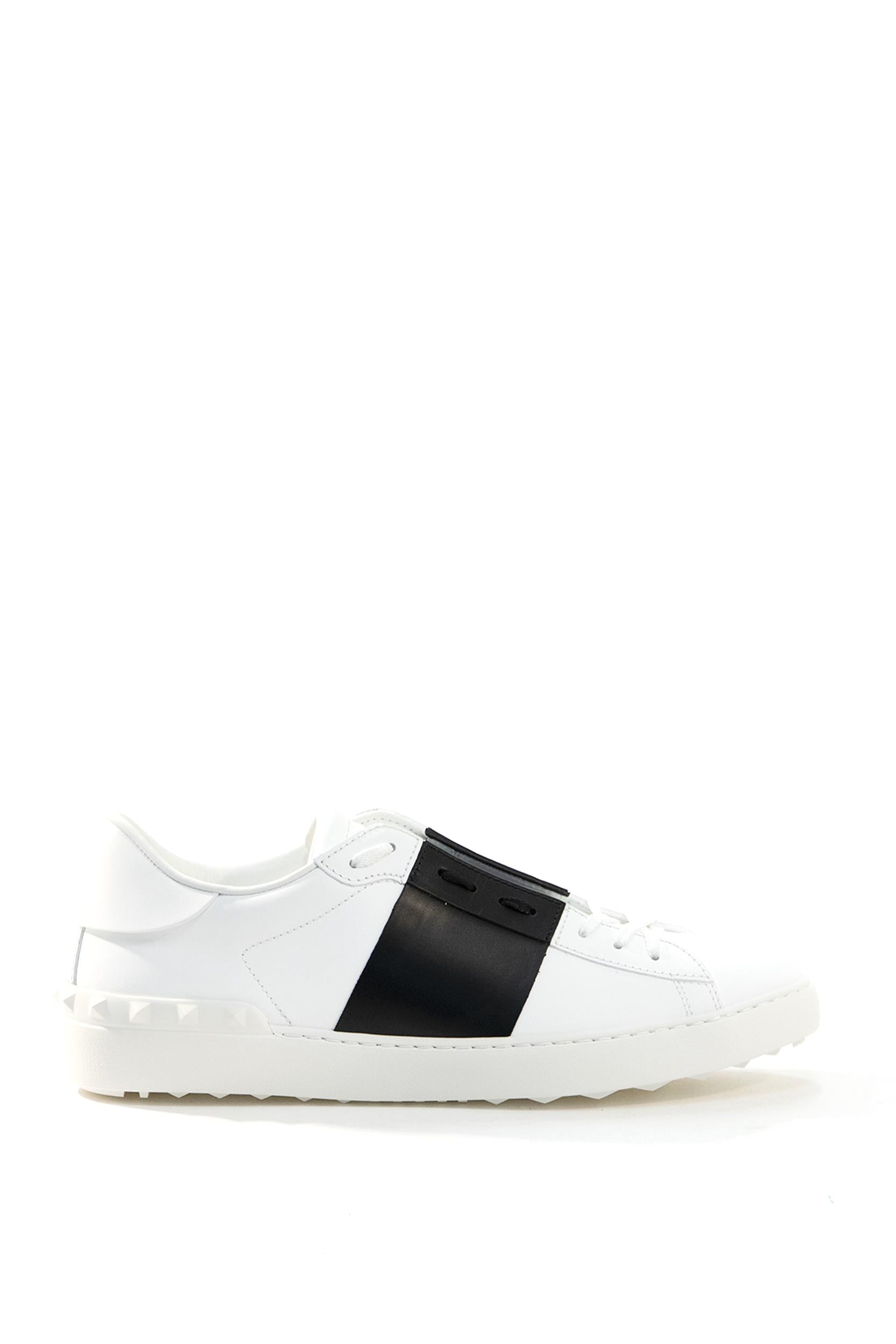 Sneakers Open low-top in pelle liscia color bianco con fasce laterali in pelle color nero 8Y2S0830BLU A01 VALENTINO GARAVANI 