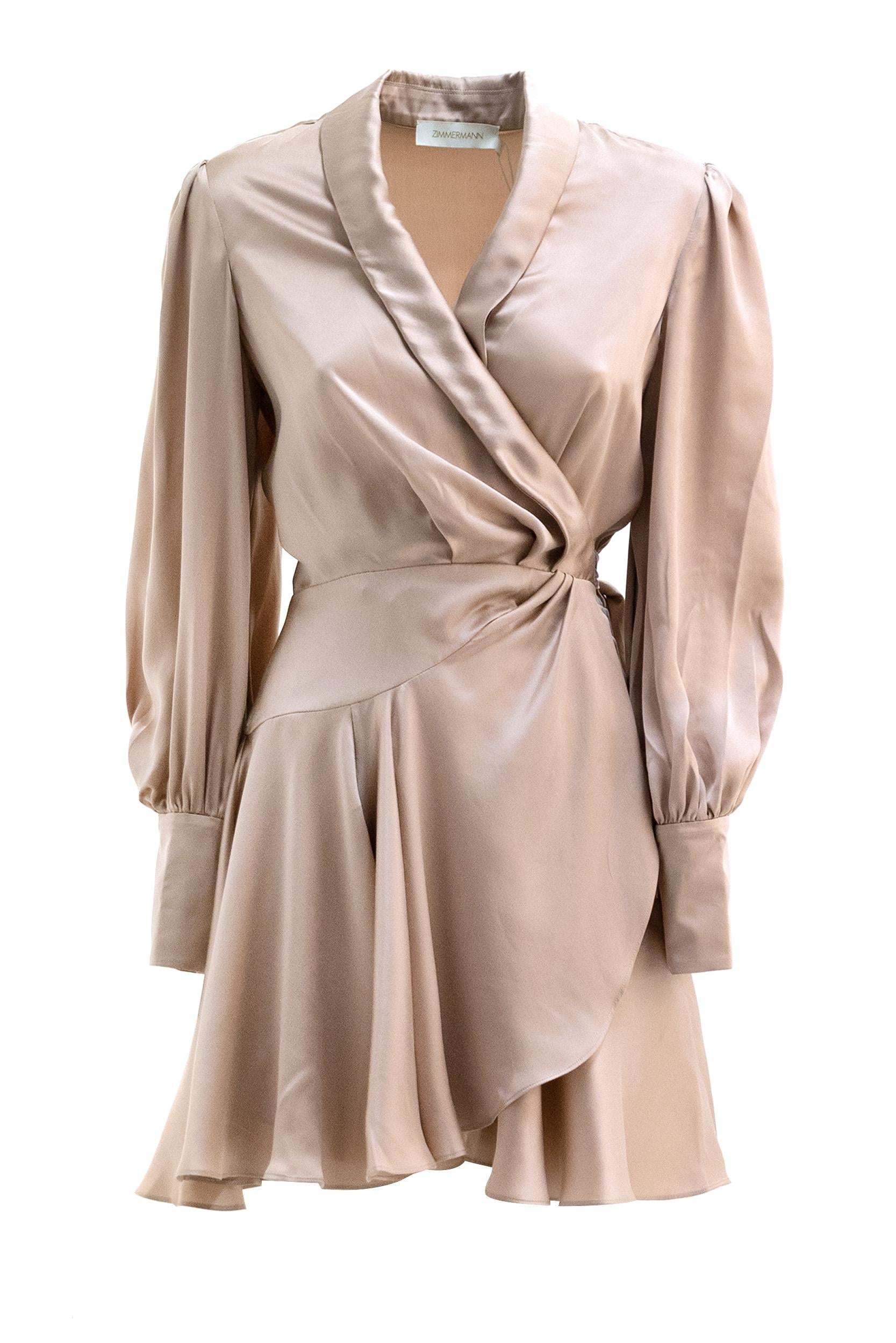 Abito Corto a Portafoglio in Seta<BR/> 8067DS26R ROSE ZIMMERMANN 