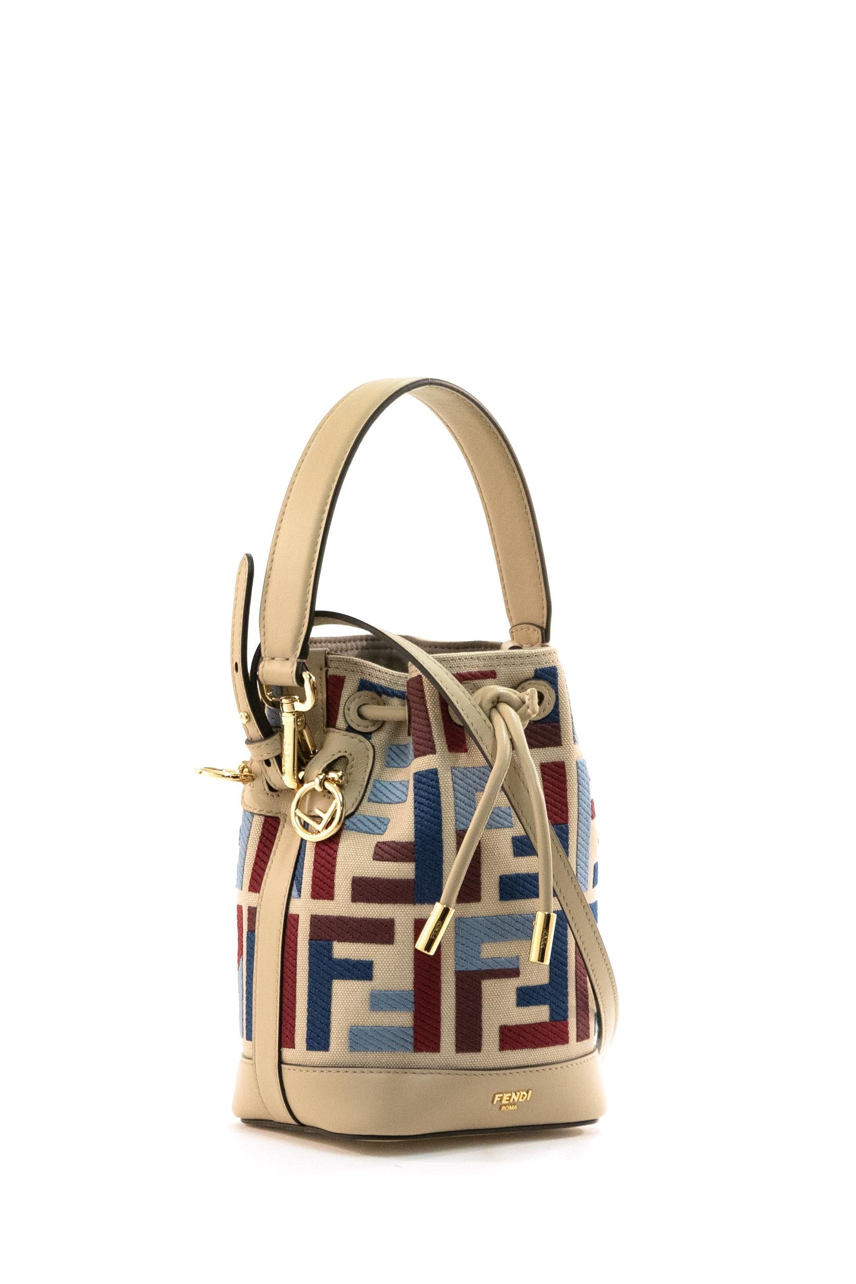 Secchiello Mon Tresor Mini in Canvas<BR/> 8BS109 AYDF F1HL2 FENDI 
