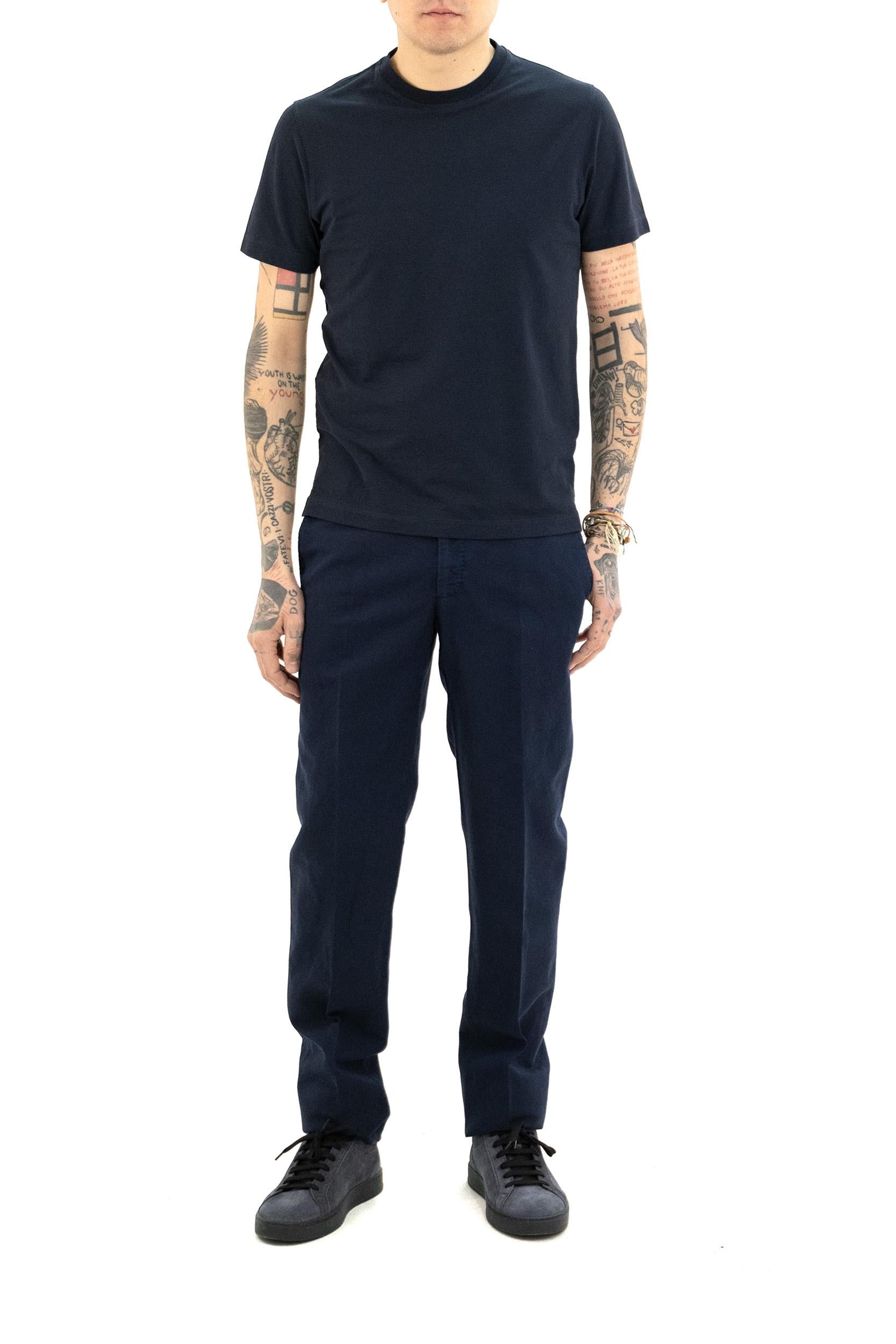 T-shirt in Crêpe di Cotone colore blu<BR/> 815214 ZG380 Z0178 ZANONE 