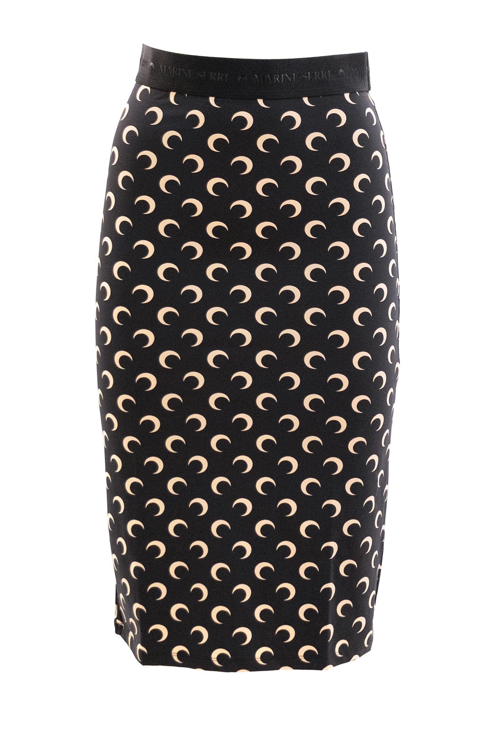 Gonna in jersey elasticizzato di colore nero <BR/> WSK123A CJER0001 IT99 MARINE SERRE 