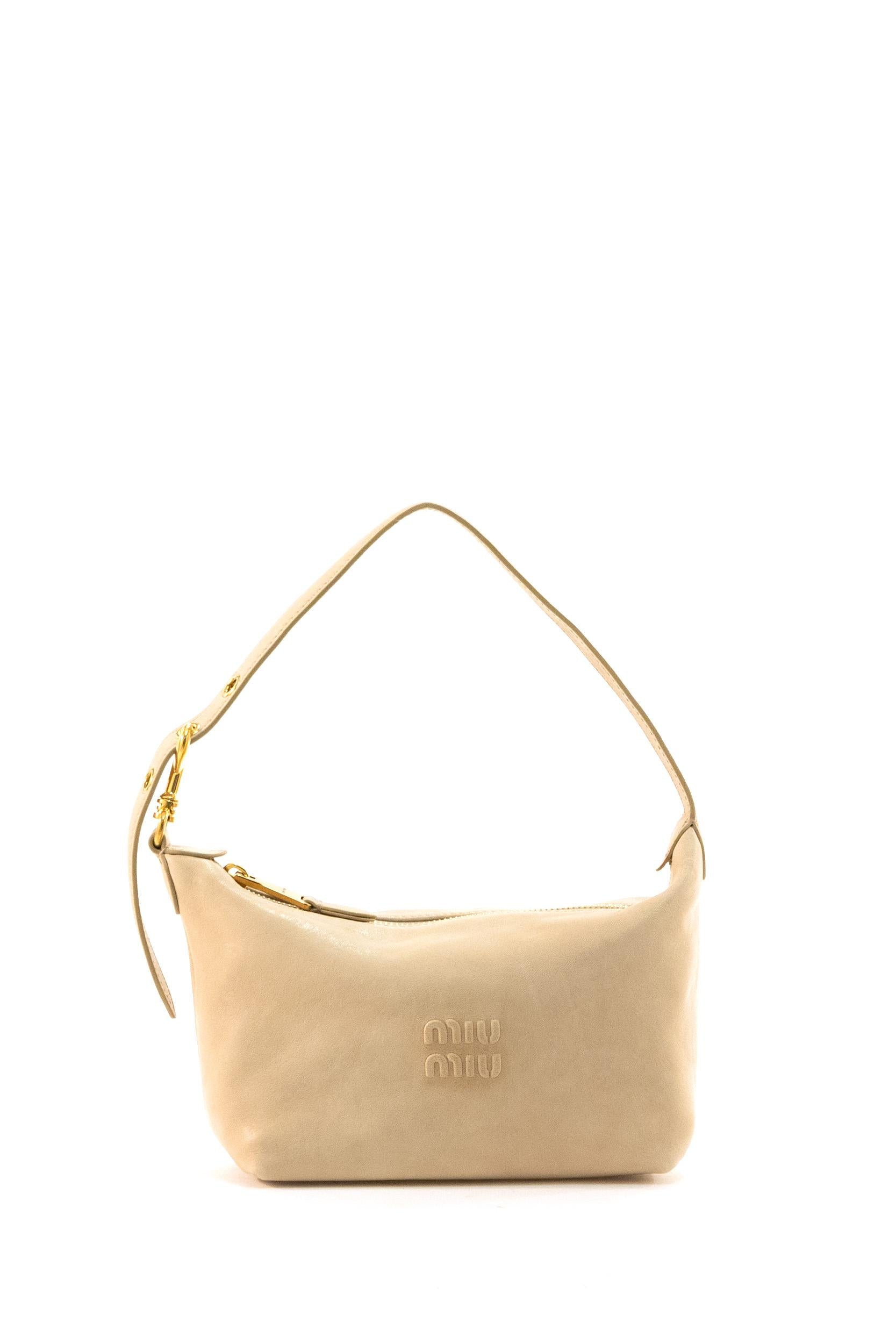 Pouch in pelle di colore beige<BR/> 5NE841 AEFX F0065 MIU MIU 