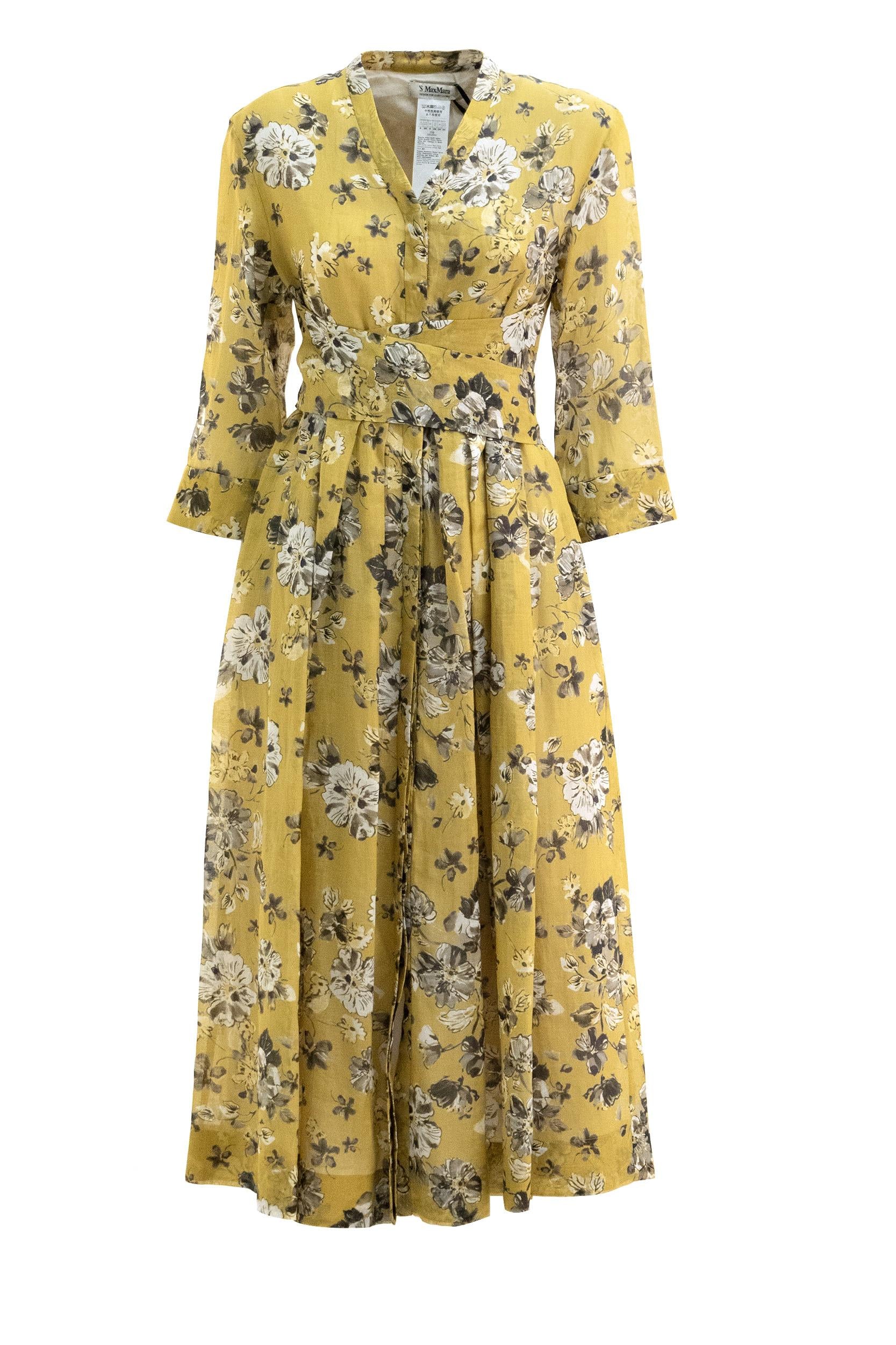 Abito in tela ramiè color ocra <BR/> SMMESTREMO 010 S MAX MARA 