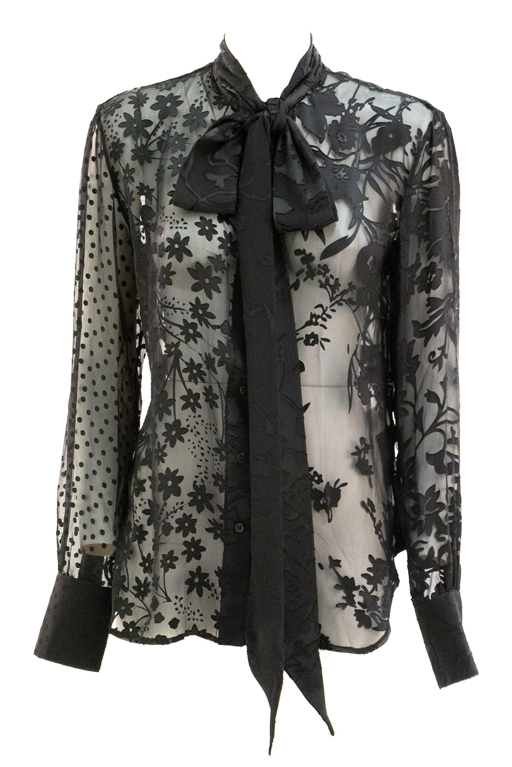 Blusa in seta di colore nero<BR/><BR/> WSI034A UWOV0056 BK99 MARINE SERRE 