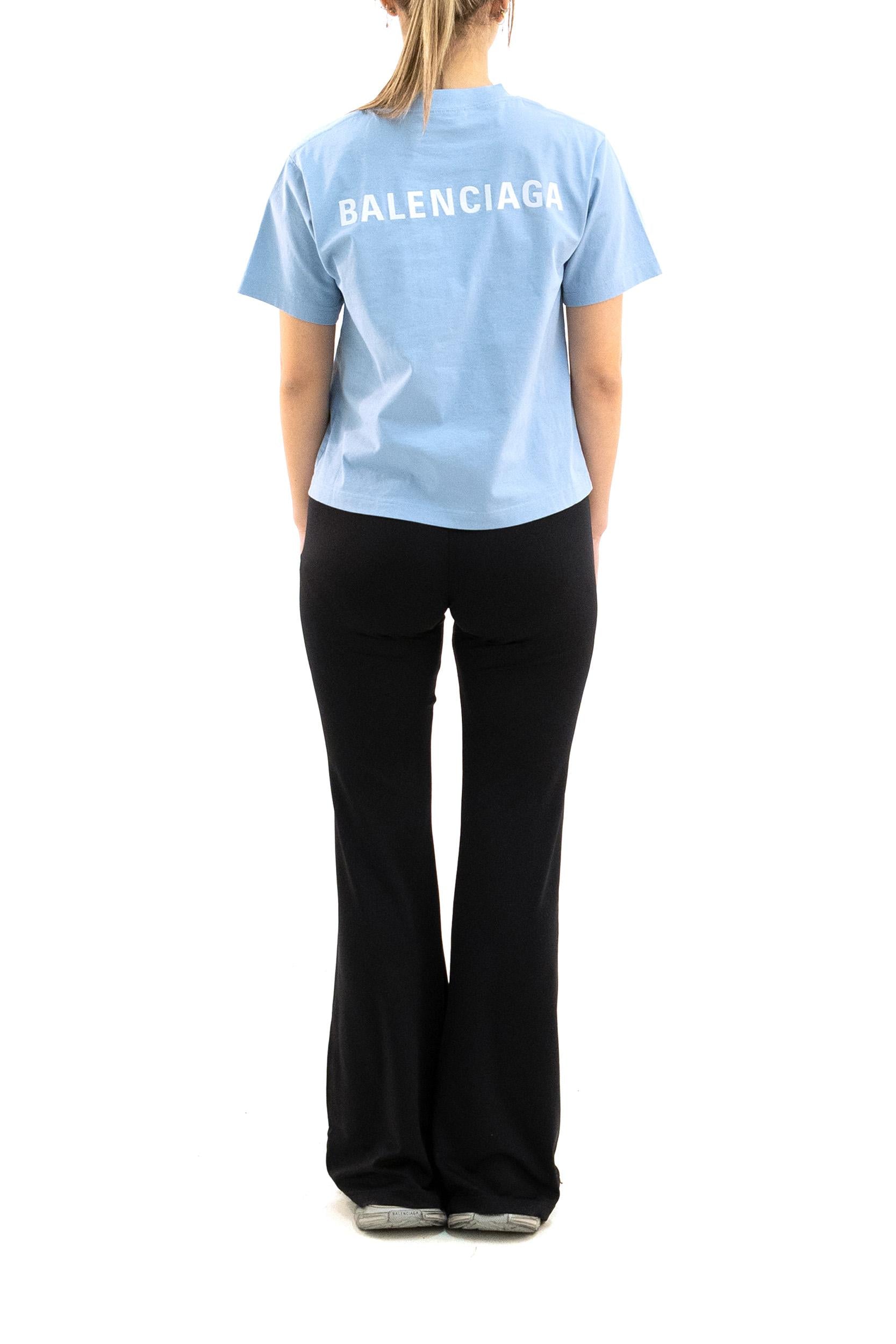 T-Shirt Balenciaga Back in jersey dry di colore azzurro<BR/> 850990 TTVJ1 4773 BALENCIAGA