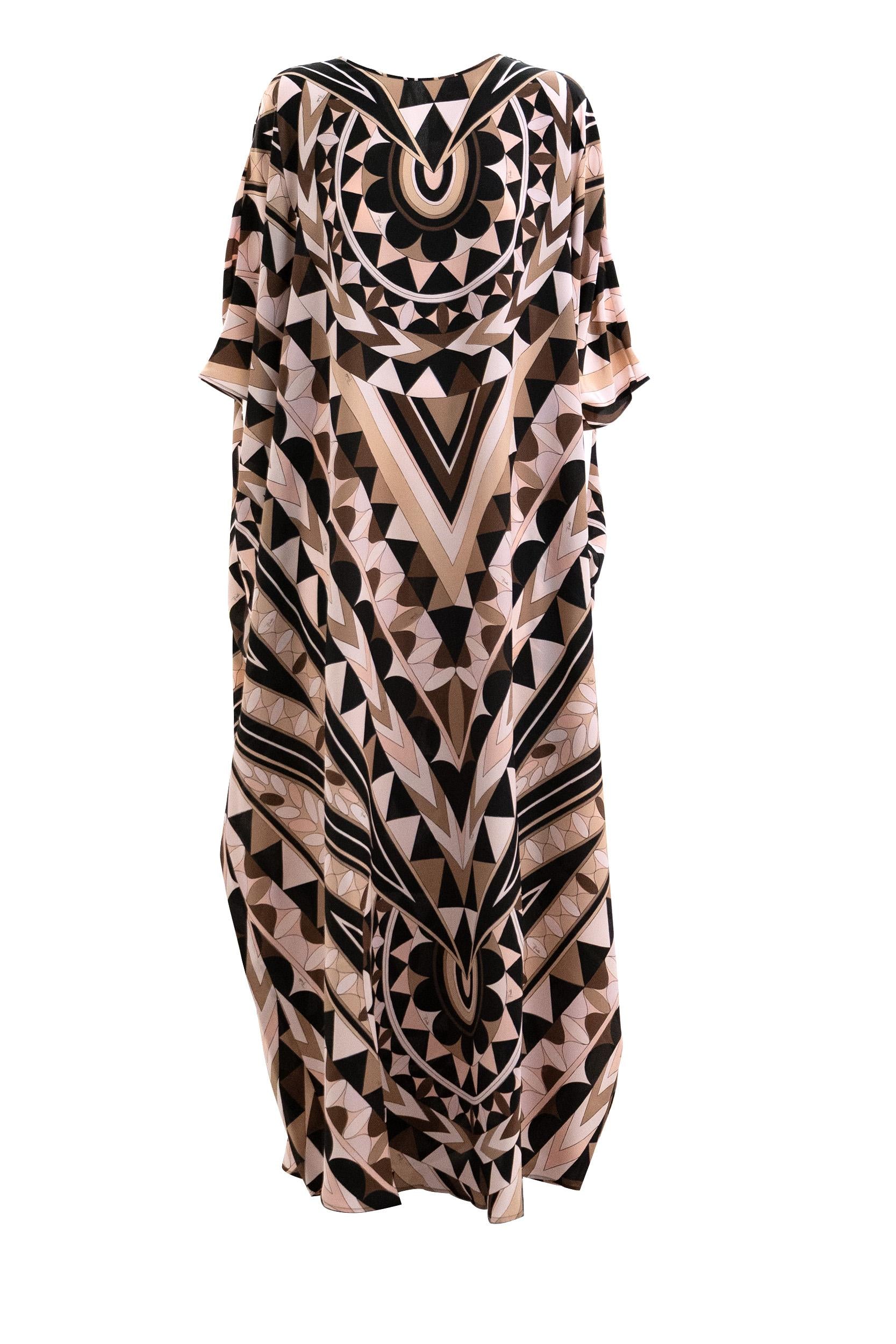 Caftano in seta con stampa Manuba color rosa<BR/> 6HRL48 6H773 039 EMILIO PUCCI 