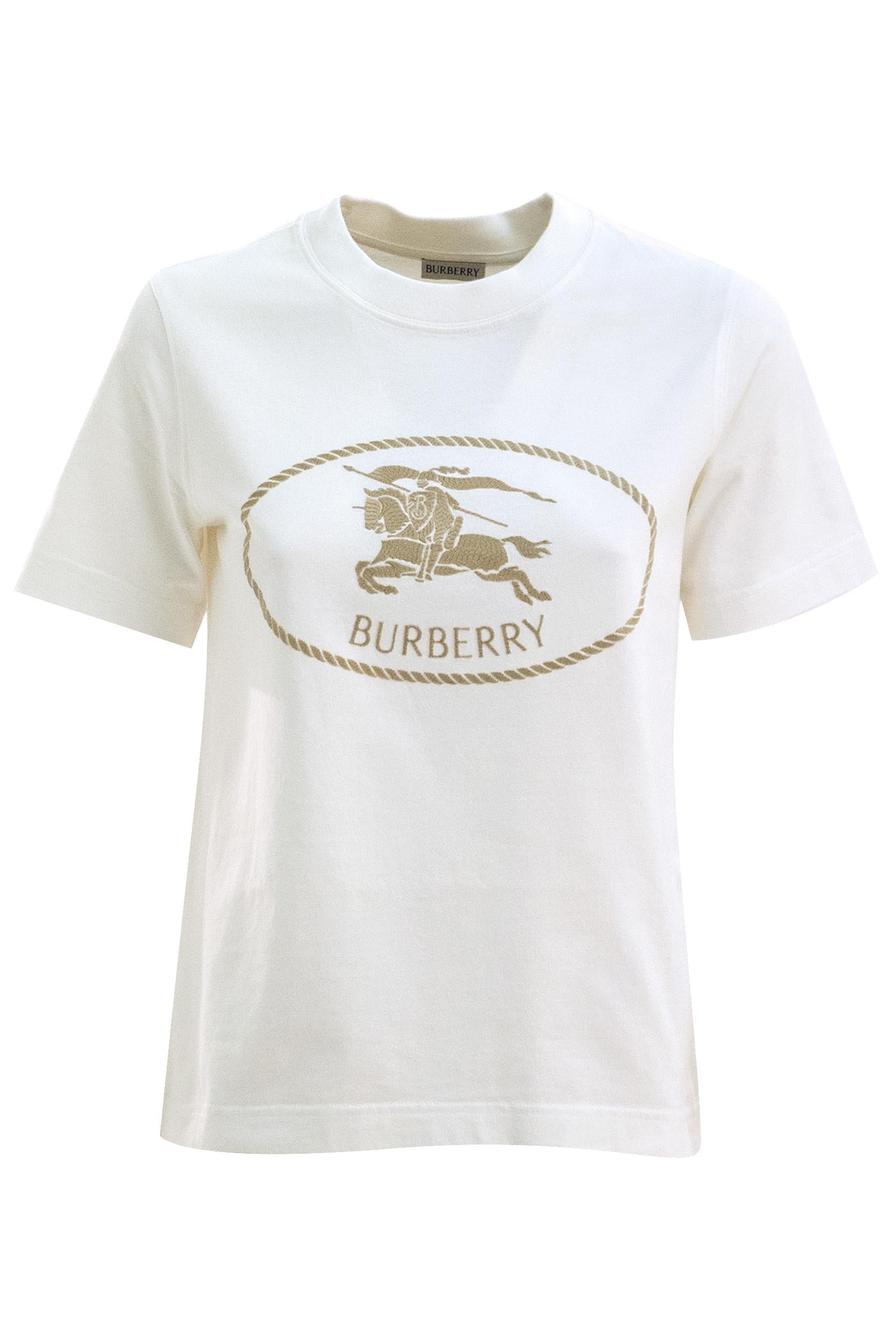 T-shirt in Cotone con Knight Stamp<BR/> 8109817 CHALCK BURBERRY 
