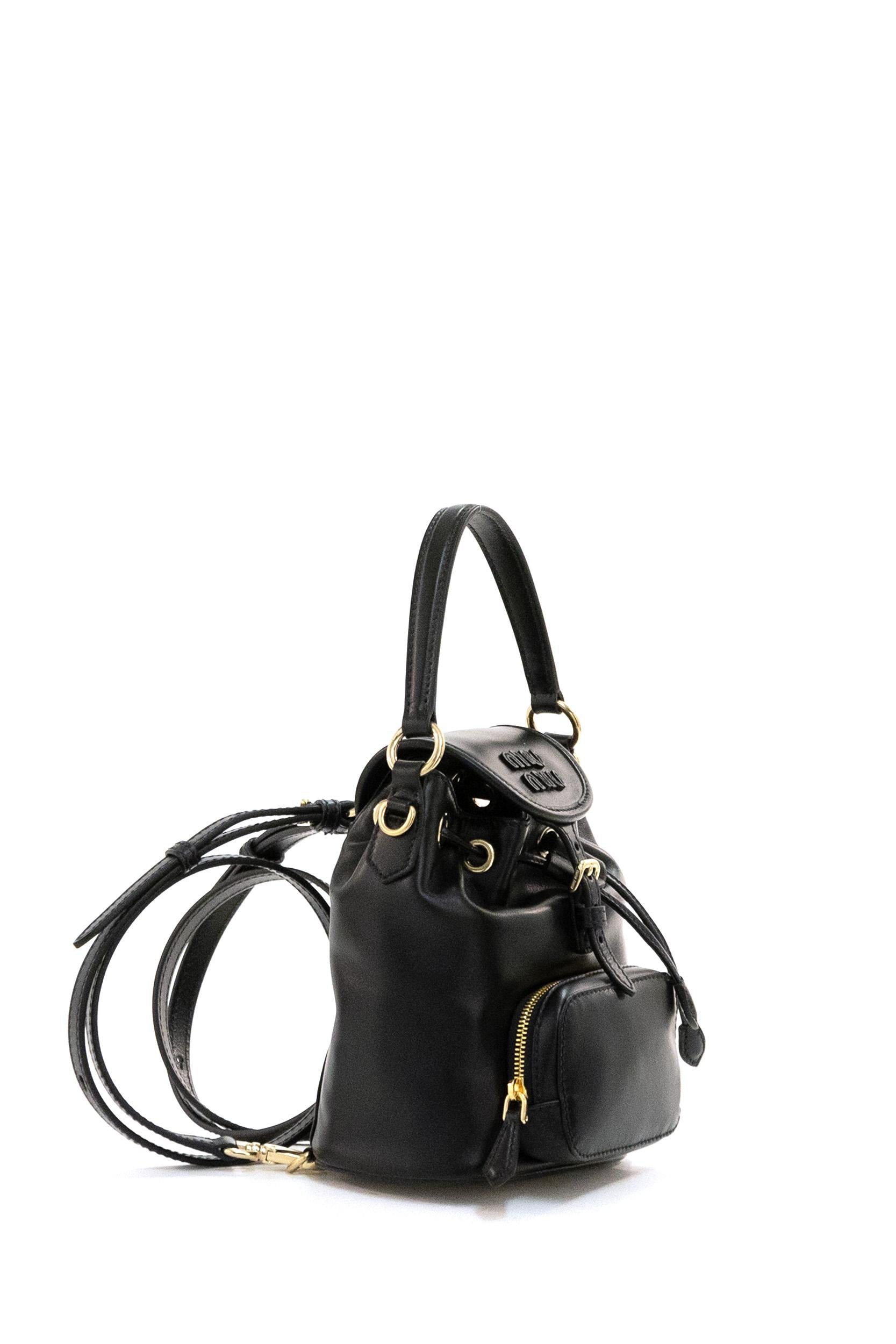 Mini zaino in pelle di colore nero<BR/> 5BZ045 V OOM 2CRW F0002 MIU MIU 