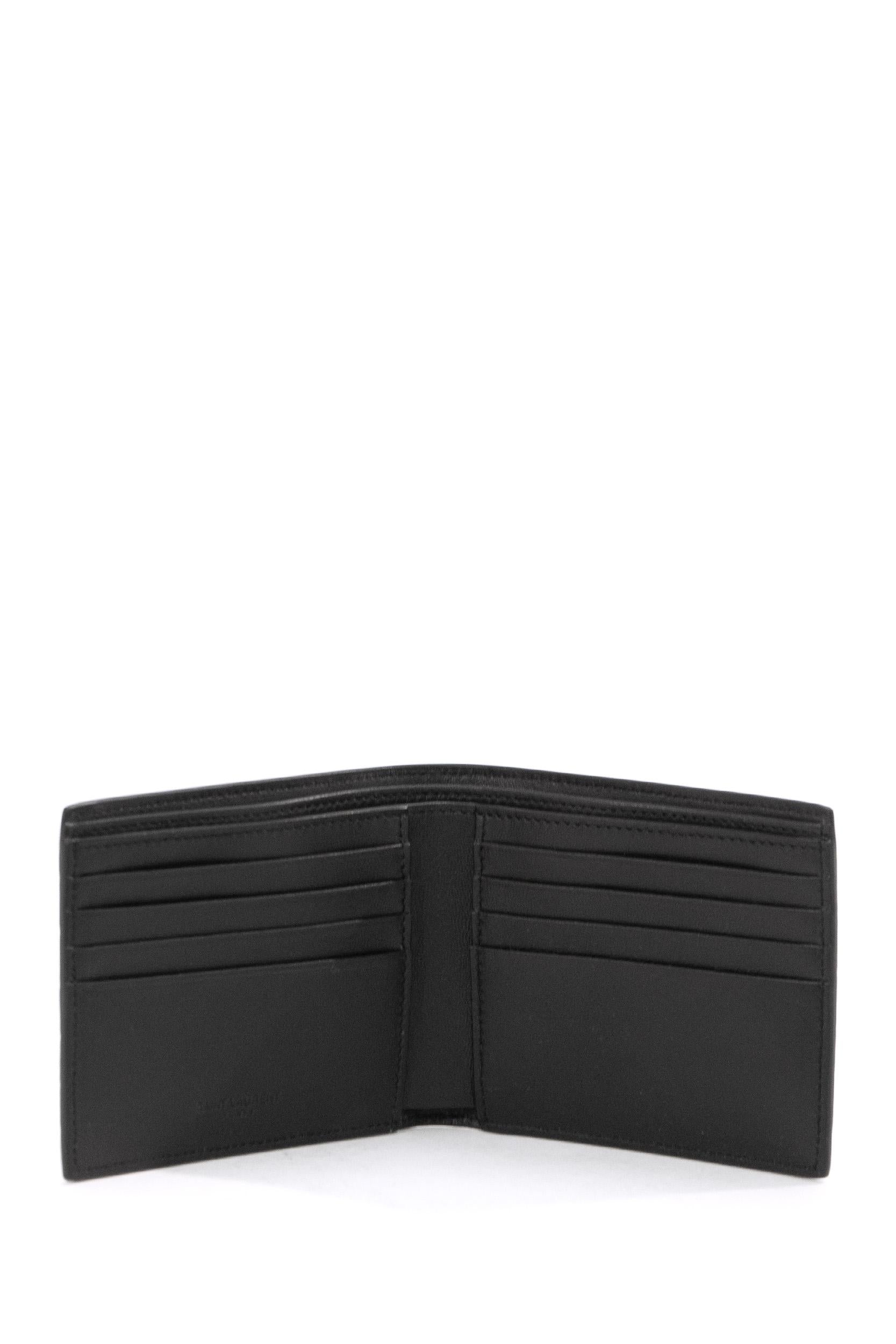 Portafoglio in pelle stampa cocco color nero 396307 DZEDE 1000 SAINT LAURENT 