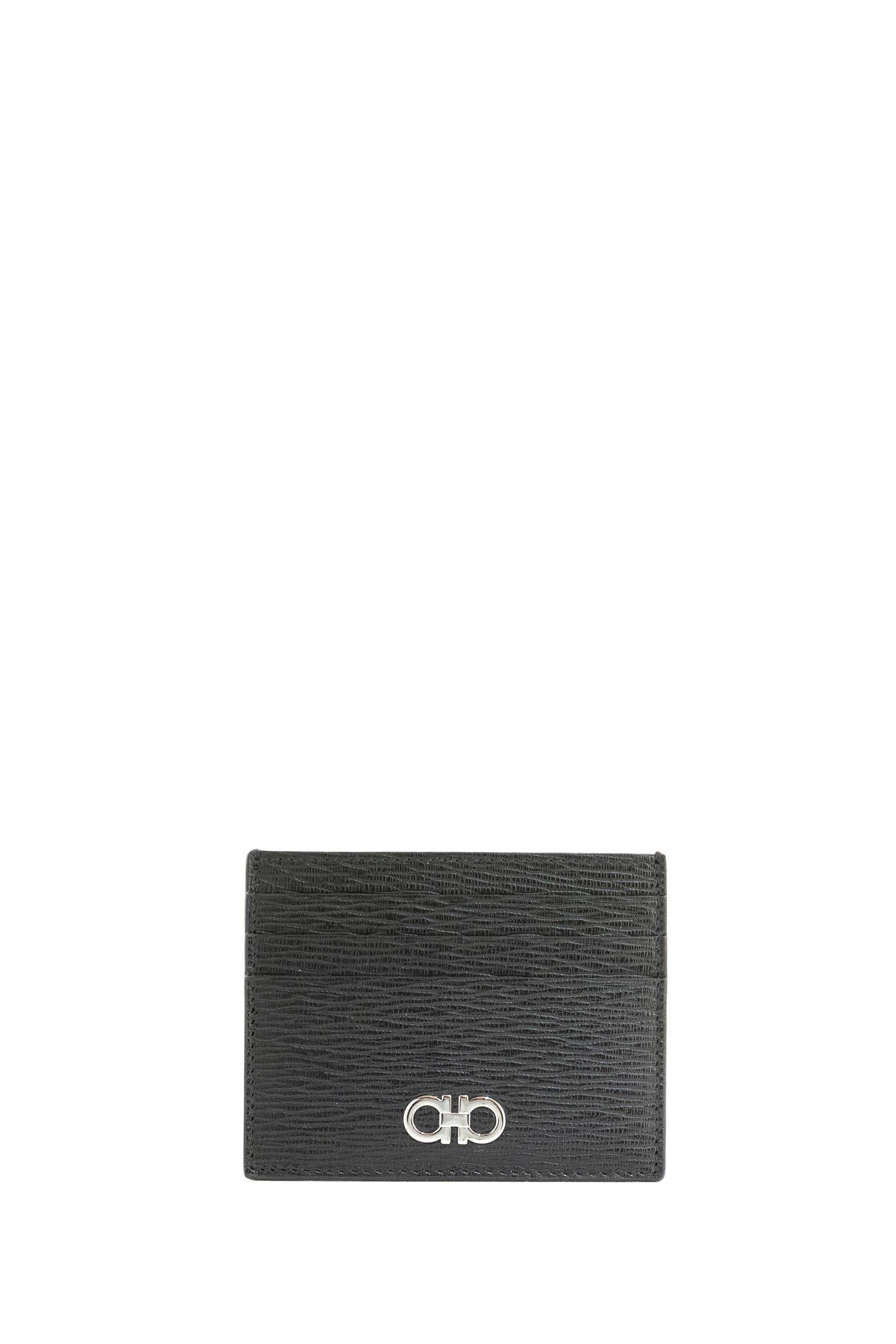 Portacarte Gancini in Pelle<BR/> 66A302 0698914 NERO FERRAGAMO 