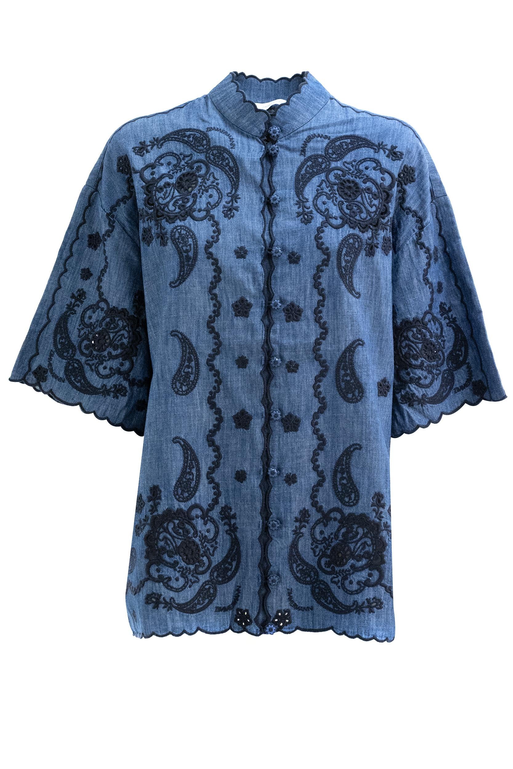 Camicia Aster in denim di colore blu<BR/> 8360TSS261 BLUE ZIMMERMANN 
