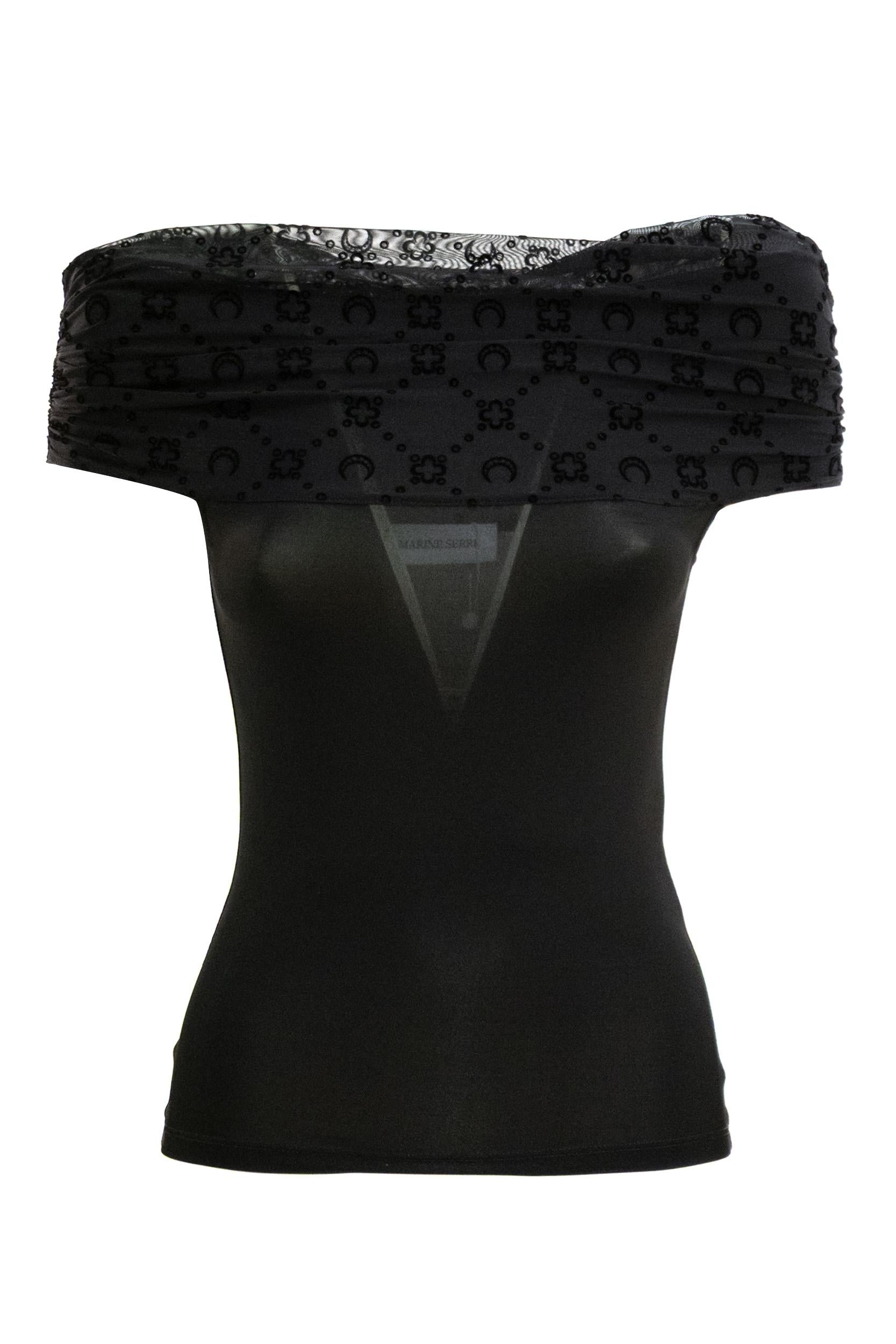 Top a Spalle Scoperte in Jersey<BR/> WTO509A CJER0022 BK99 MARINE SERRE 