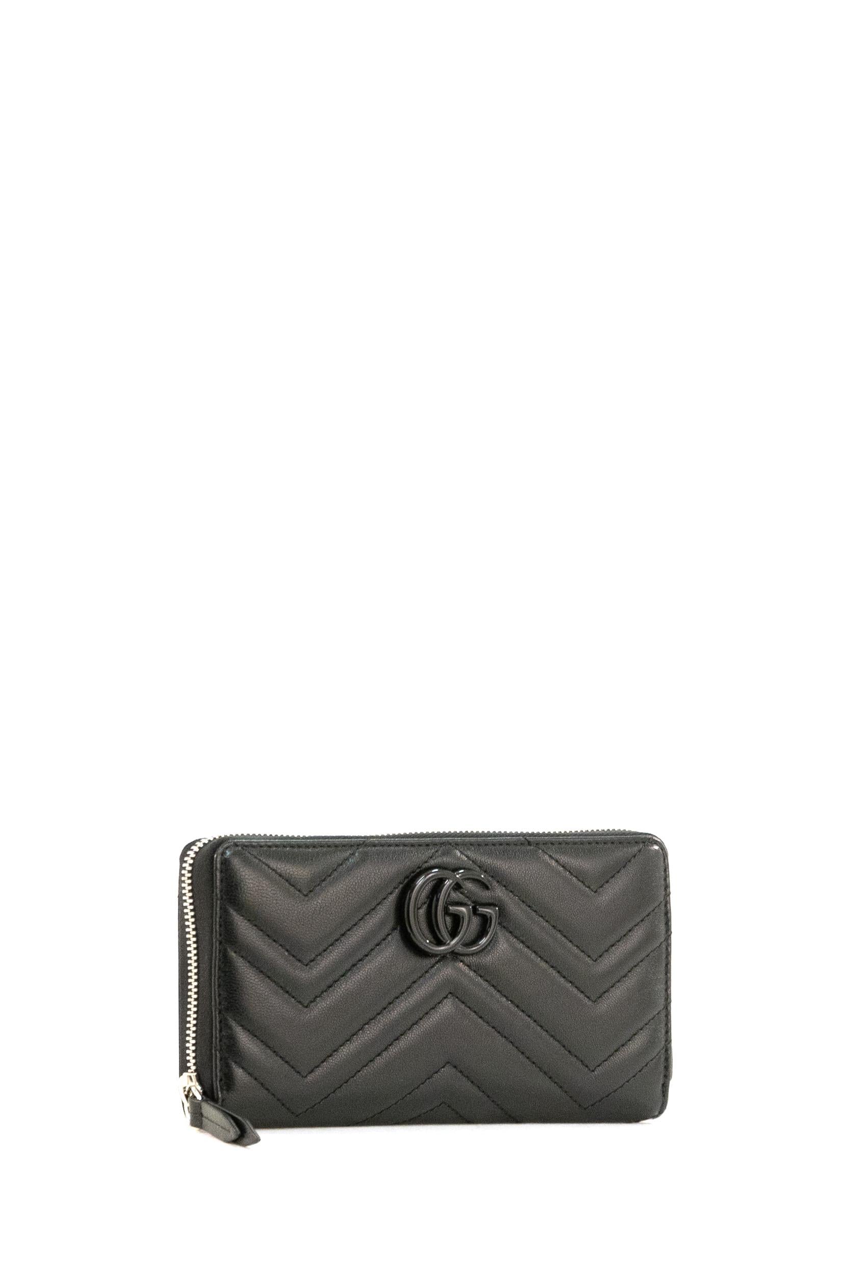 Portafoglio GG Marmont in pelle di colore nero<BR/> 443123 AAF9K 1000 GUCCI 