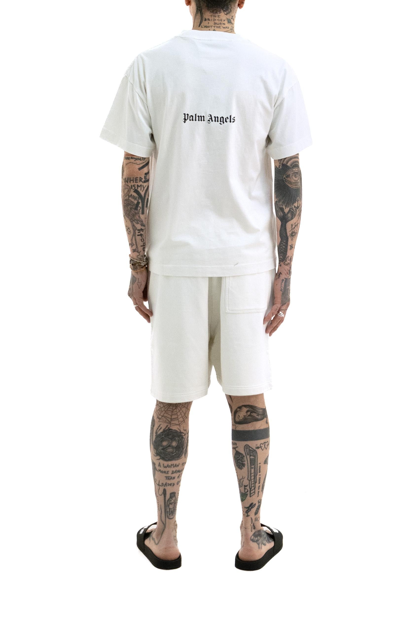 T-shirt in cotone di colore bianco<BR/> PMAA109S26JER005 0310 PALM ANGELS 