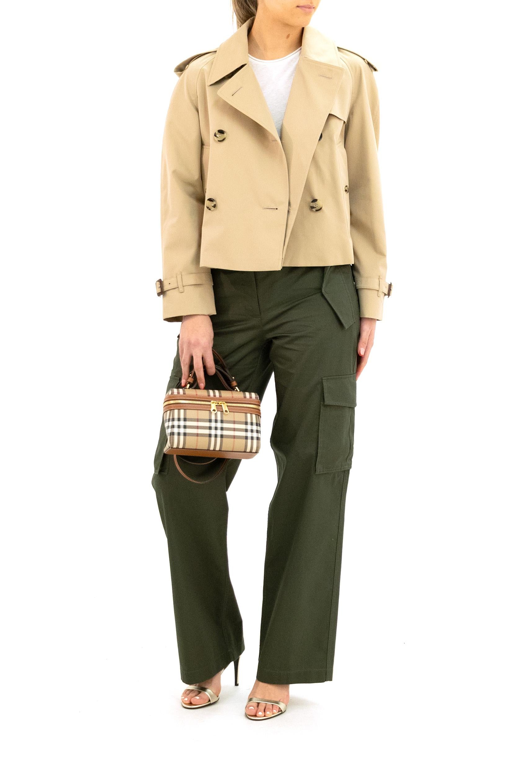 Pantaloni cargo in gabardine di colore verde militare<BR/> 8118420 MARROWGREEN BURBERRY 