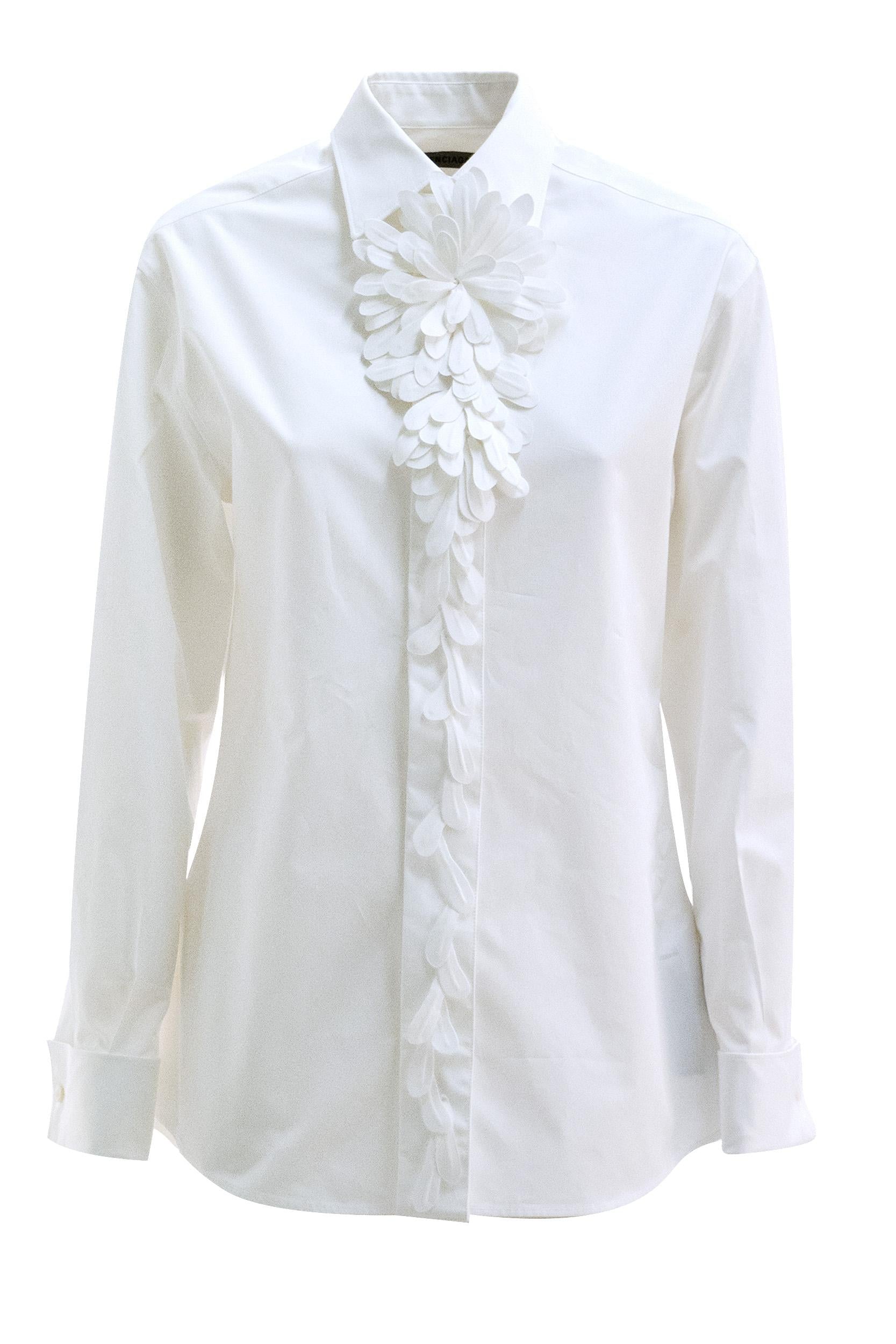 Camicia in cotone di colore bianco<BR/> 872885 TUR90 9000 BALENCIAGA 