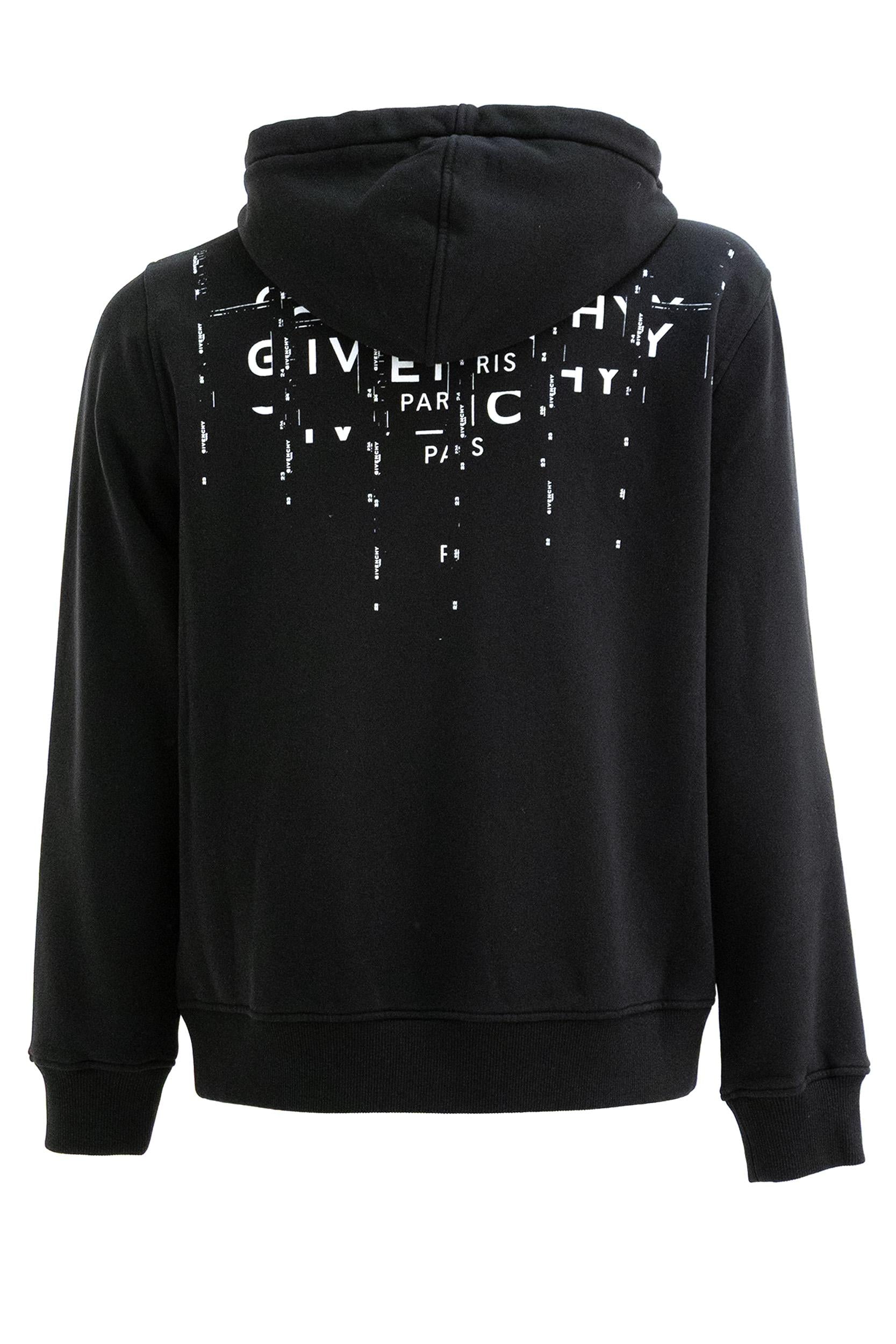 Felpa con cappuccio in cotone di colore nero<BR/> BMJ0NJ3YU8 001 GIVENCHY 