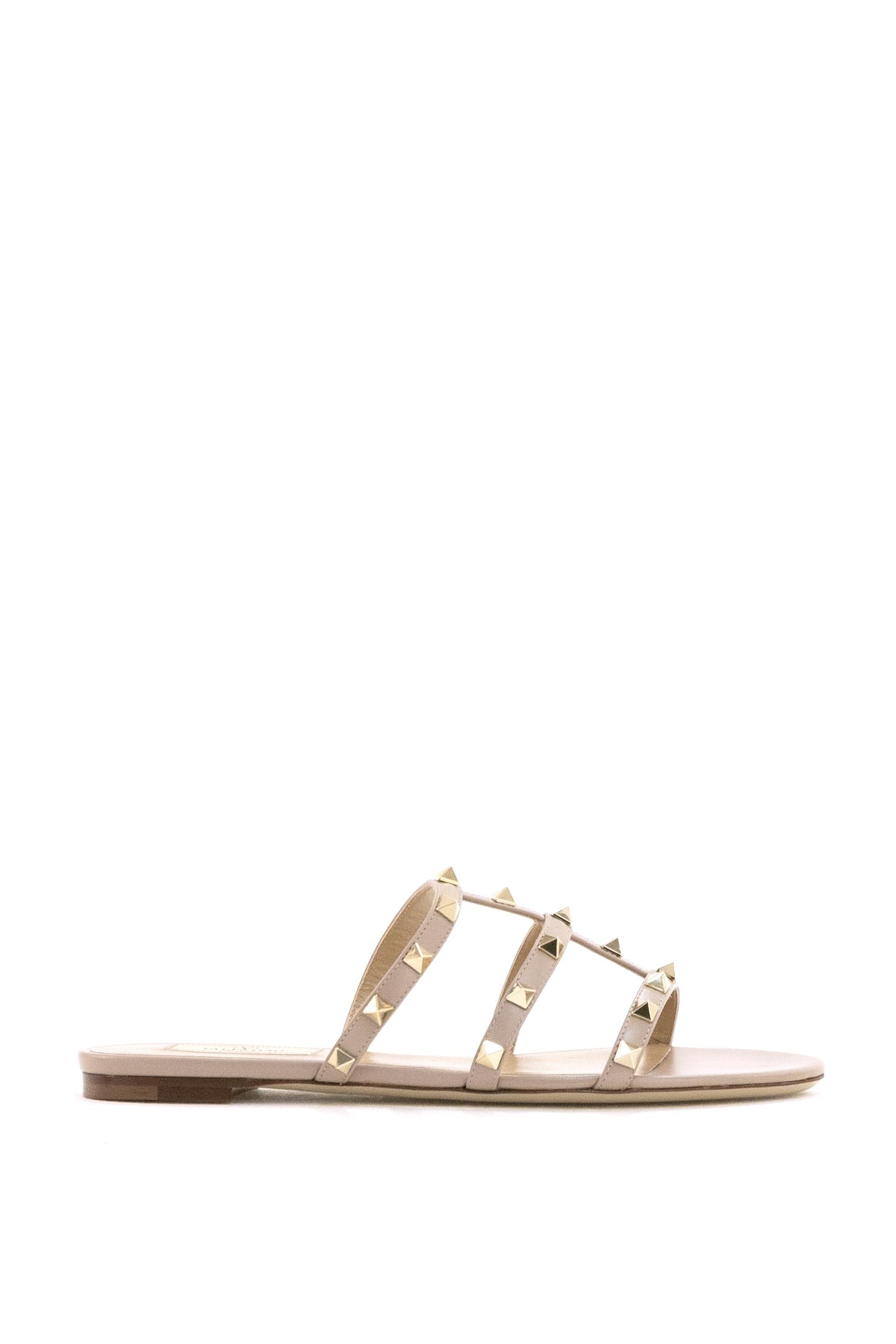 Sandali Slider Basso Rockstud in Vitello<BR/> 8W0S0C49VOD P45 VALENTINO GARAVANI 