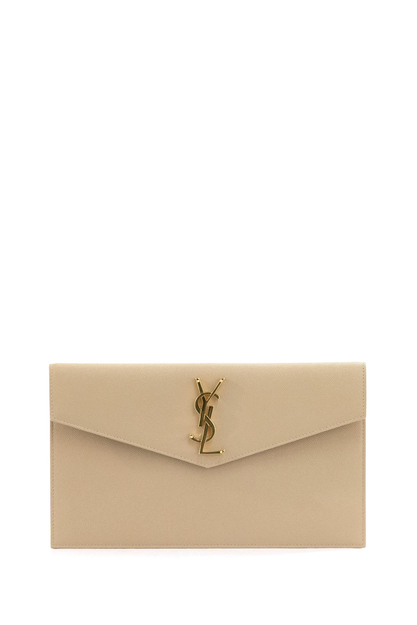 Pochette Uptown in pelle grain de poudre beige 565739 1GF0J 2721 SAINT LAURENT 