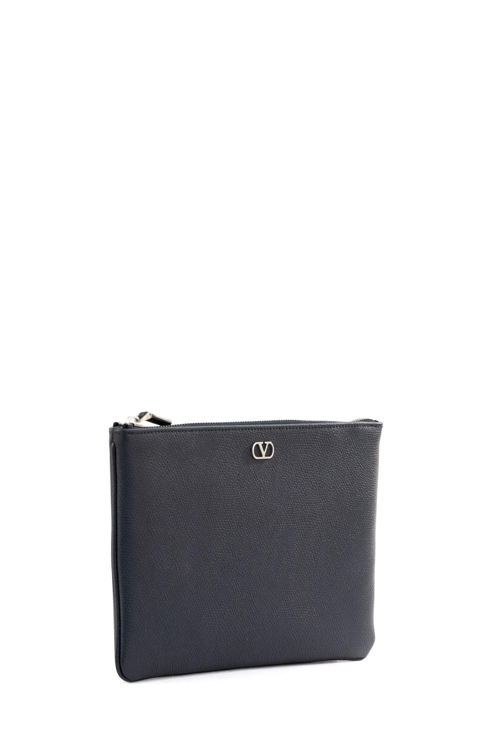 Pouch in pelle granata di colore blu<BR/> 8Y2P0AP5UAG M30 VALENTINO GARAVANI 