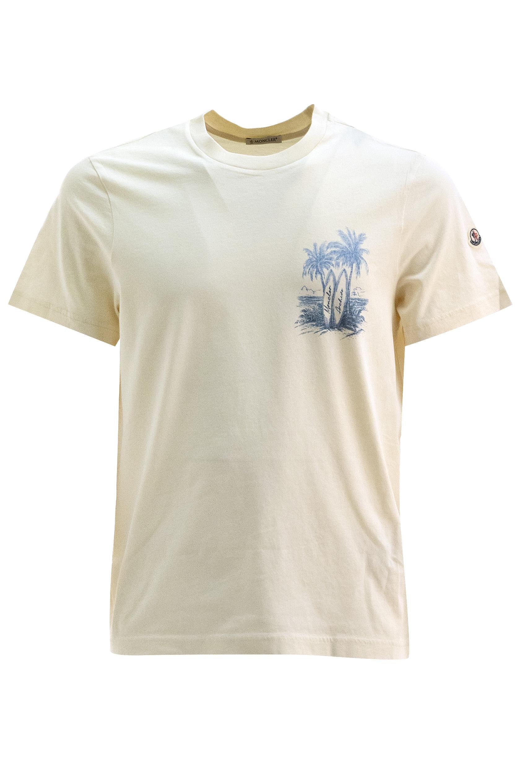 T-shirt con Stampa Archivio in Cotone<BR/> 8C000-72 89B8Q 060 MONCLER 