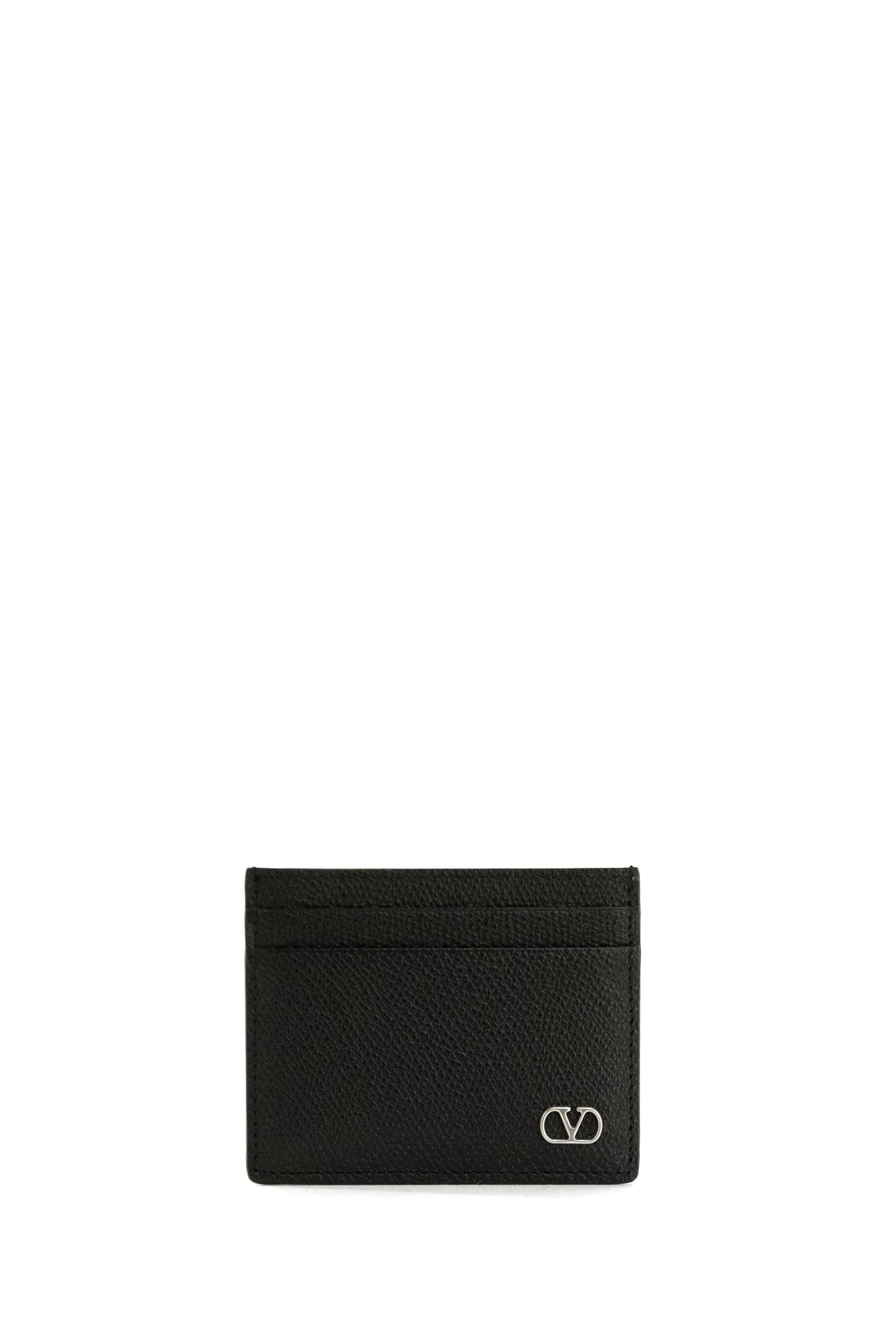 Portacarte VLogo Signature in Vitello Granato di colore nero<BR/> 9Y2P0AP4UAG 0NO VALENTINO GARAVANI 