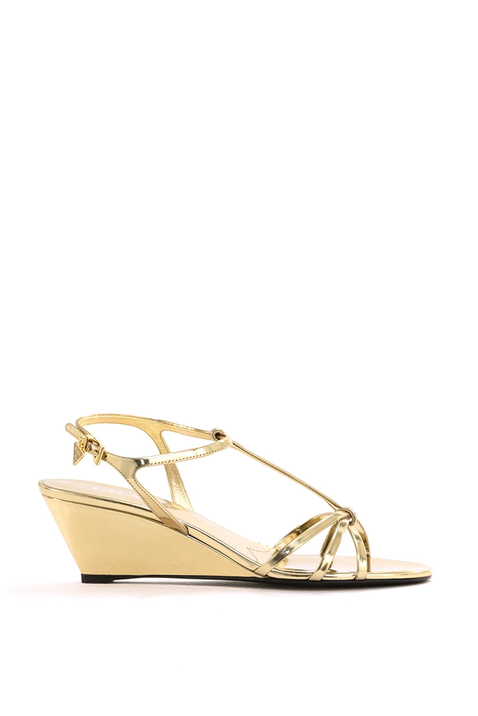Sandali in pelle metallizzata color platino<BR/> 1X383O F 055 3AU1 F0522 PRADA 