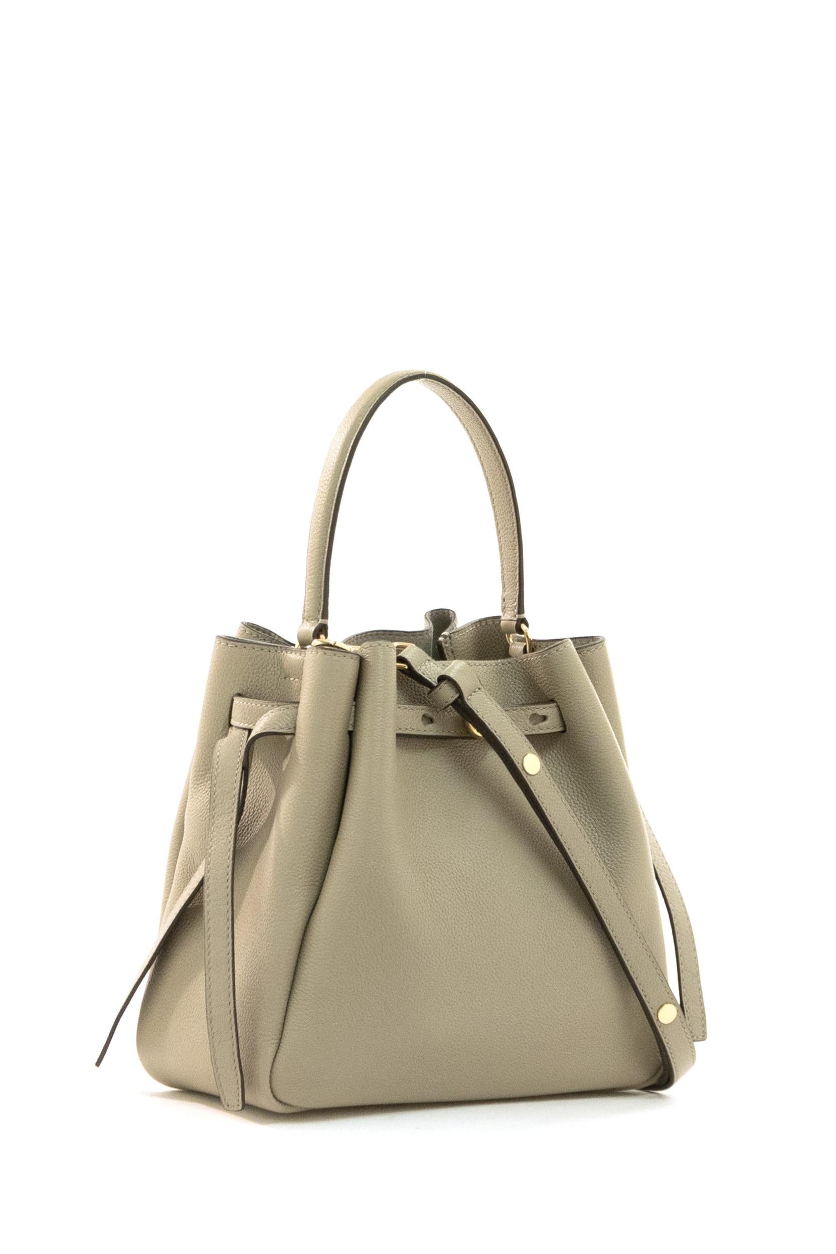 Borsa Romy in pelle martellata color tortora<BR/> 166982 023 TORY BURCH 