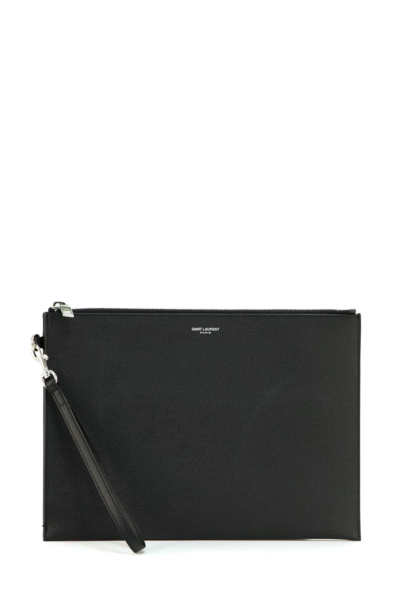 Pochette in pelle goffrata grain de poudre di colore nero 683865 BTY0N 1000 SAINT LAURENT 