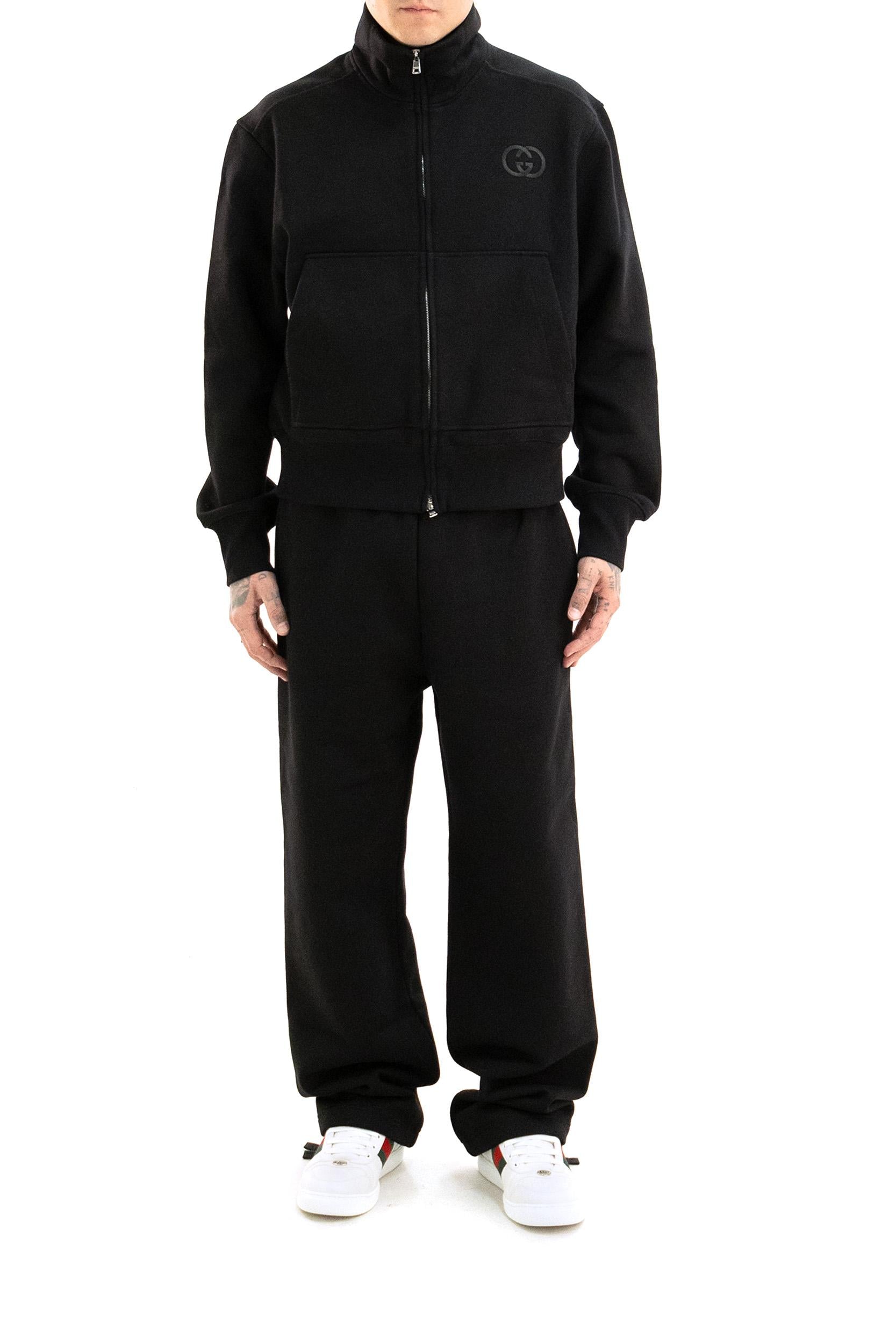 Felpa in jersey di cotone di colore nero<BR/> 851939 XJHKH 1043 GUCCI 