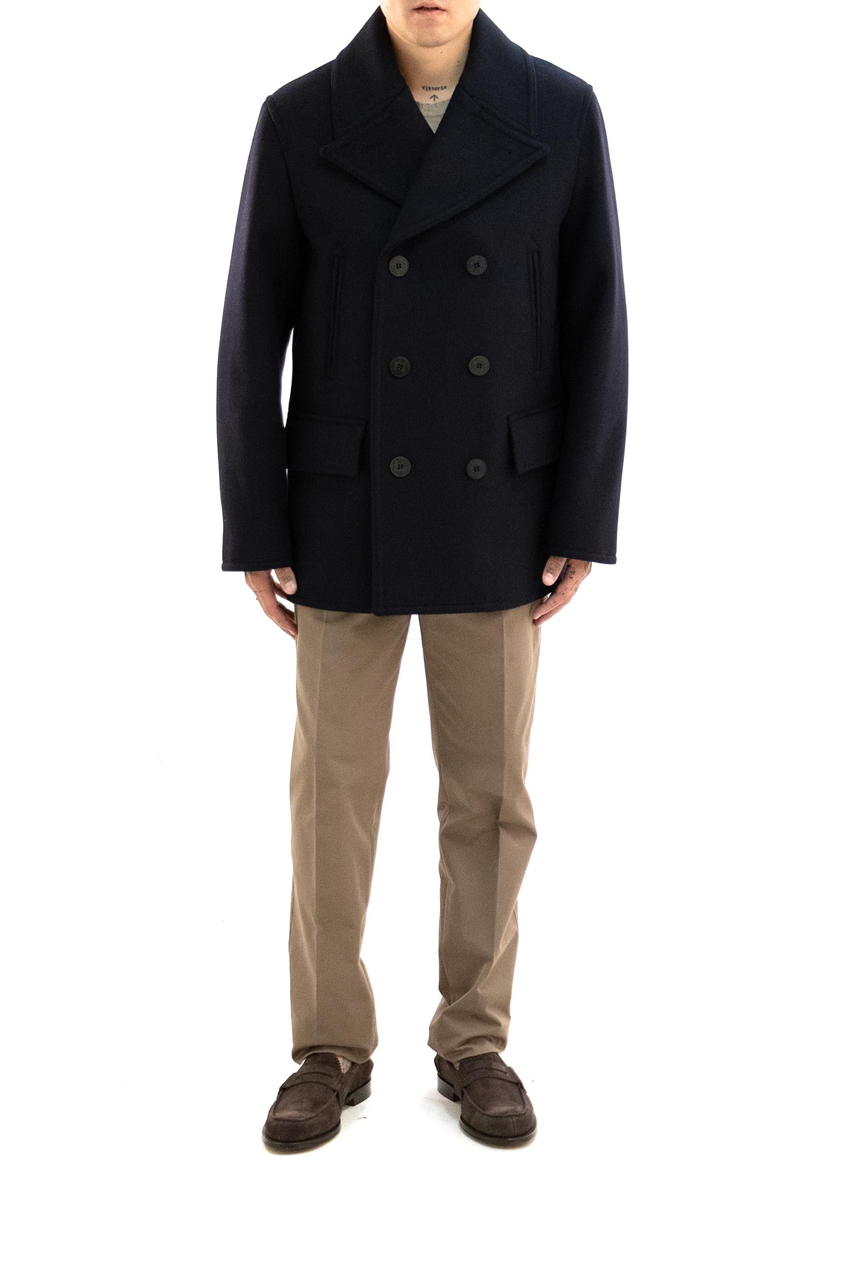 Pea coat in lana di colore blu<BR/> 8115005 NAVY BURBERRY 