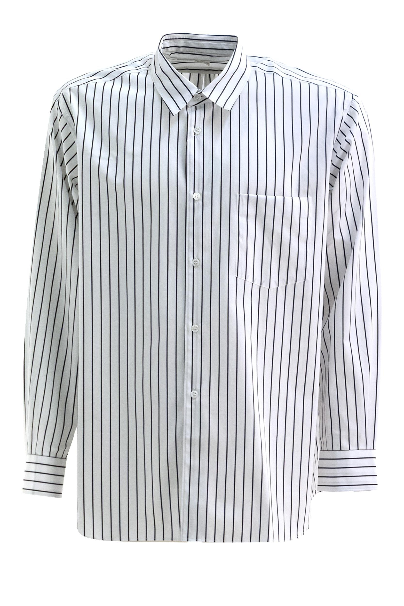 Camicia in cotone a righe di colore bianco e nero<BR/> FZ-B115 119 CDG SHIRT 