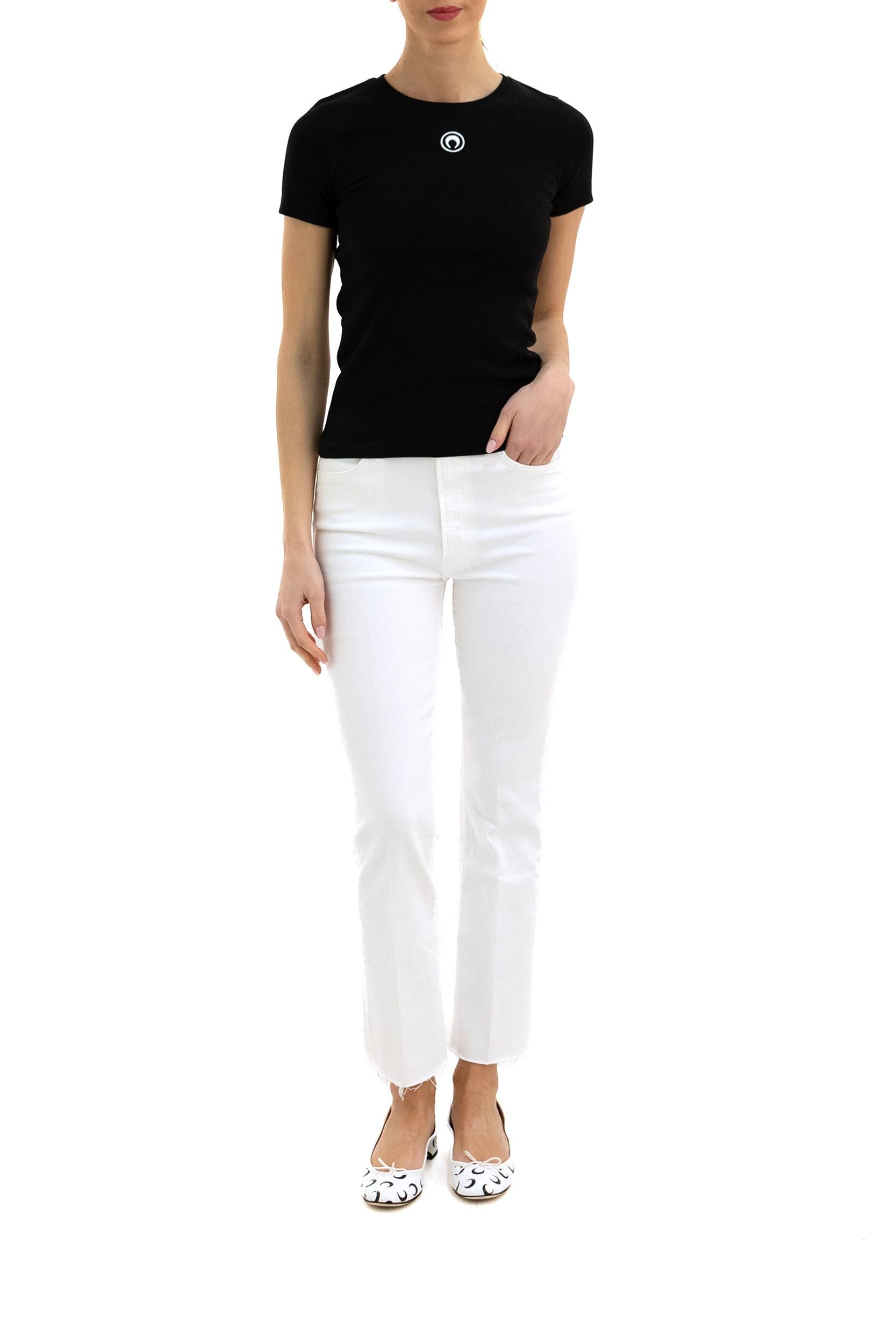 T-shirt in jersey di cotone di colore nero<BR/> WTT012A CJER0008 BK99 MARINE SERRE 