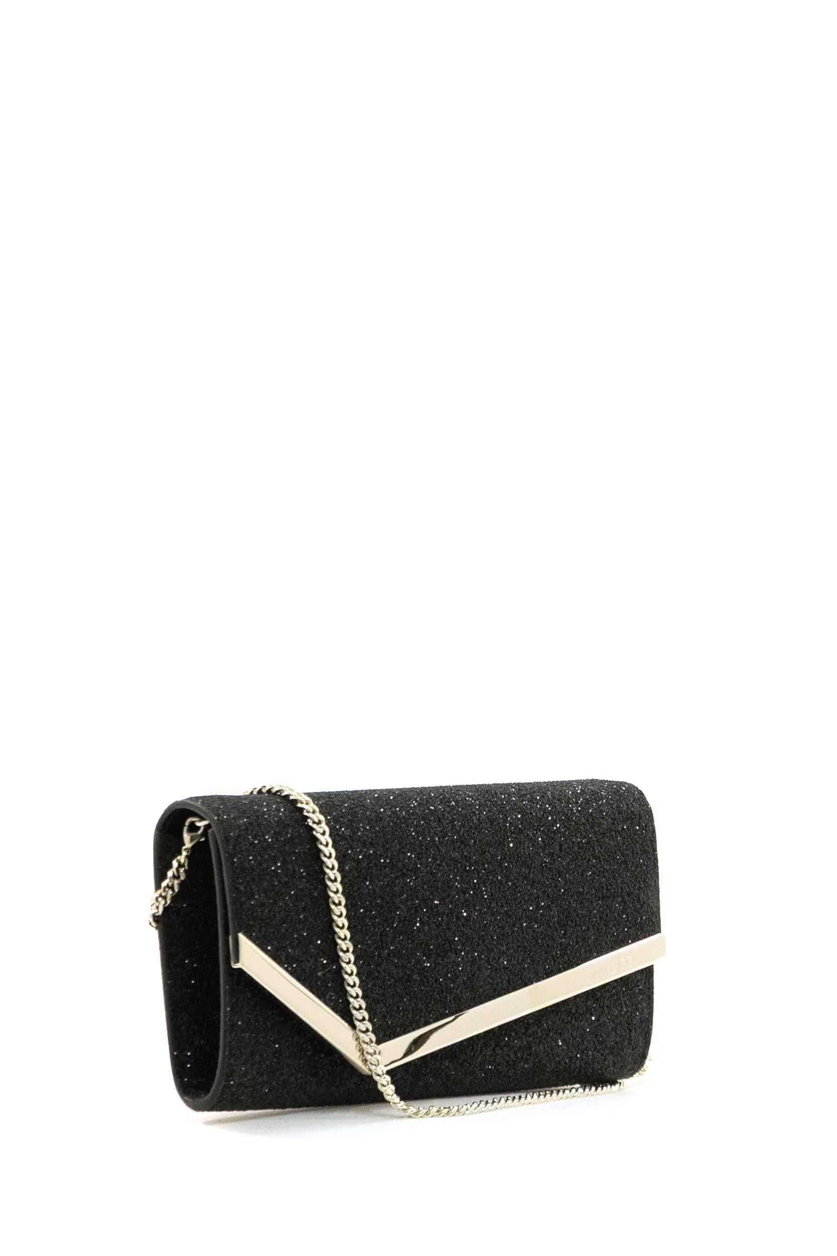 Pochette Emmie in Pelle<BR/> EMMIE GQI BLACK/LIGHT GOLD JIMMY CHOO 
