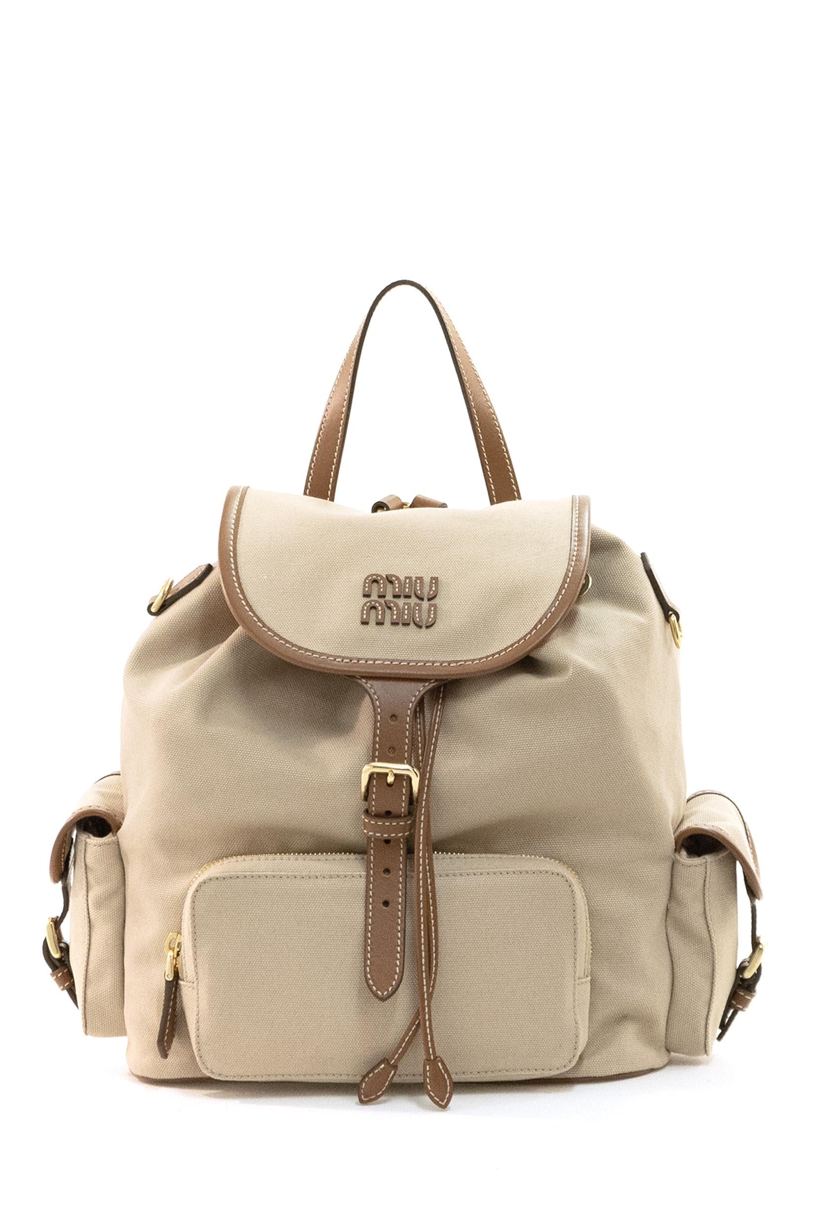 Zaino in Canapa e Pelle<BR/> 5BZ042 V OOM 2IBQ F0DAB MIU MIU 