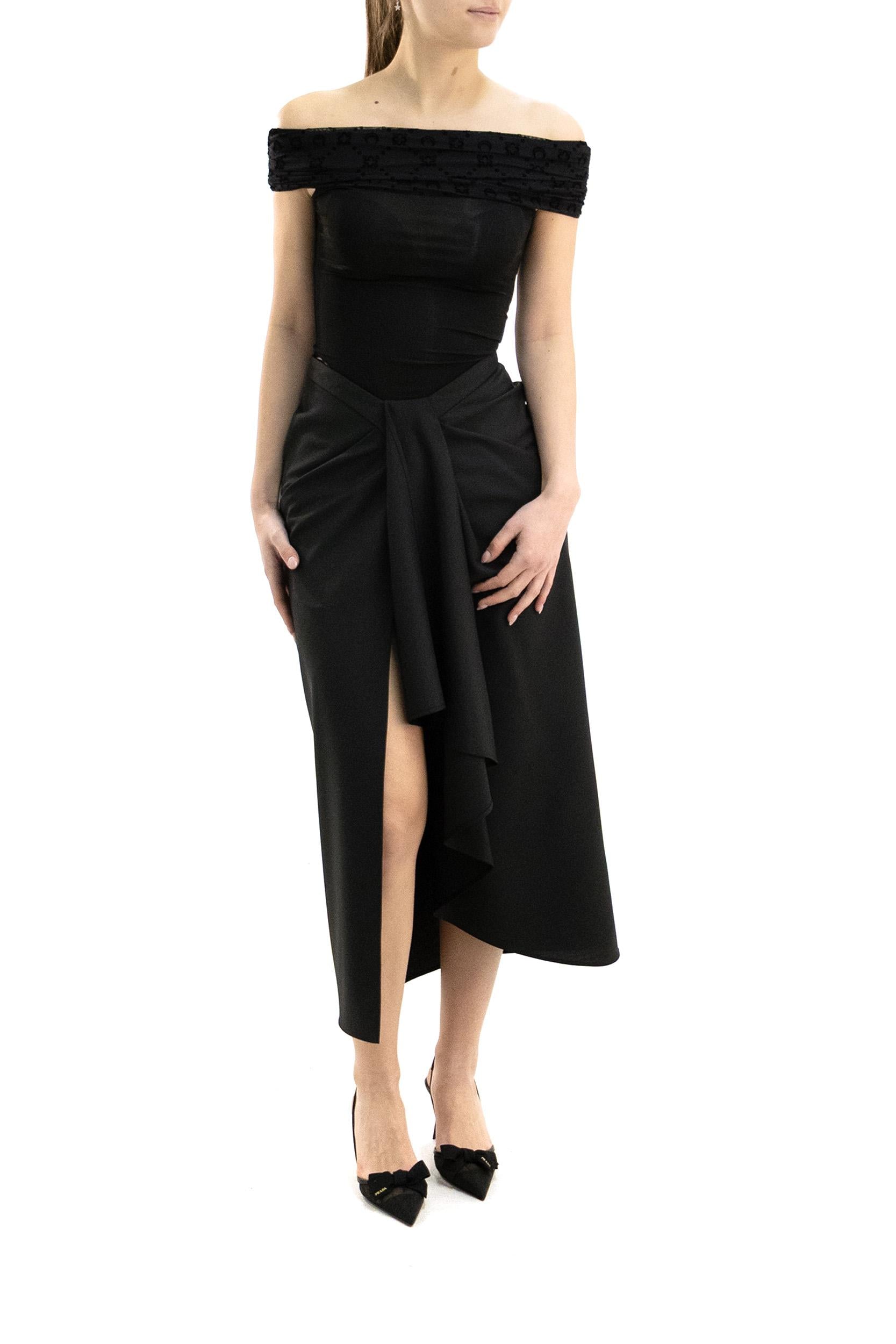Gonna Lunga Drappeggiata in Lana e Mohair<BR/> BW411U100H 001 GIVENCHY 
