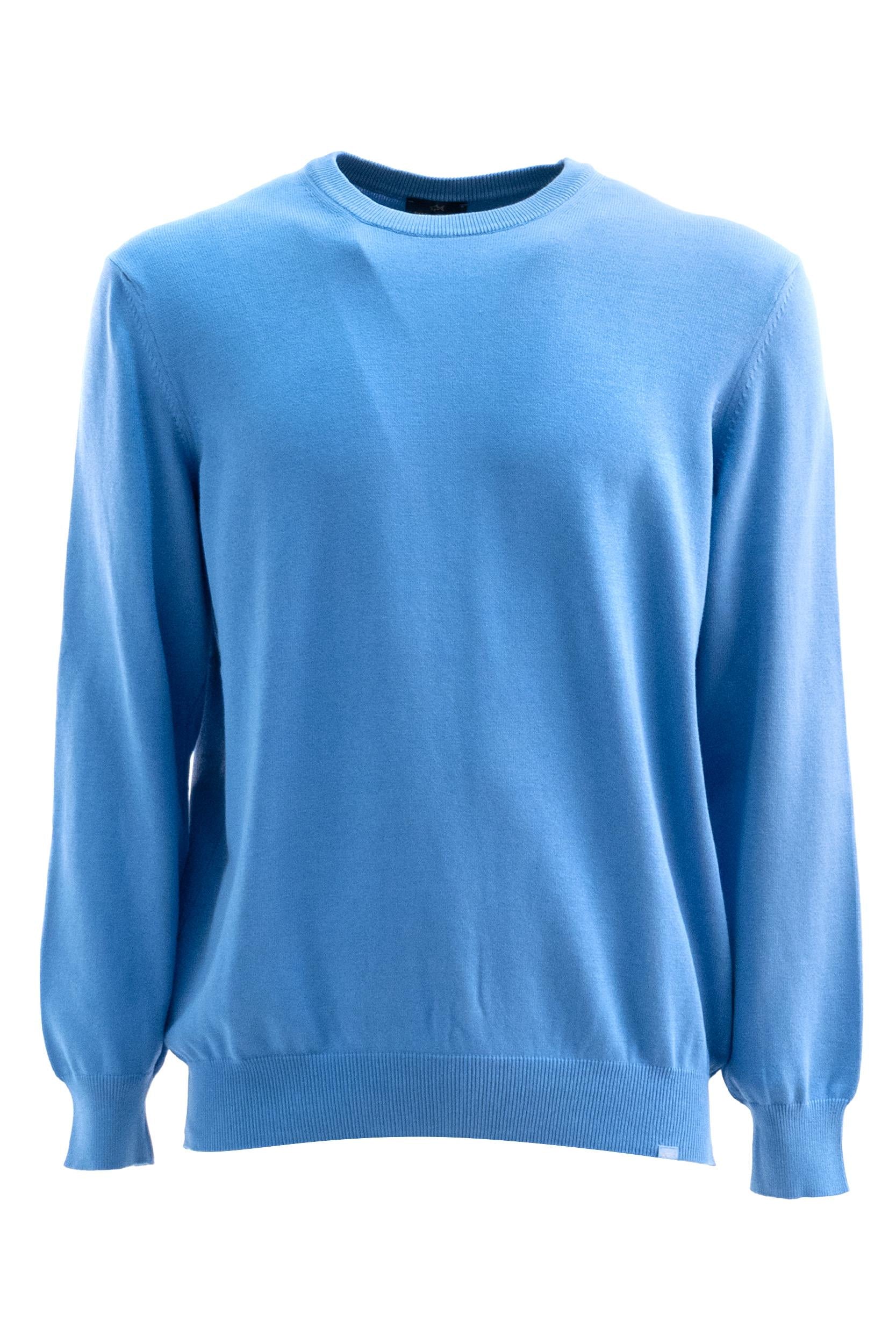 Pullover in cotone di colore azzurro<BR/> 21411574 337 PAUL & SHARK 