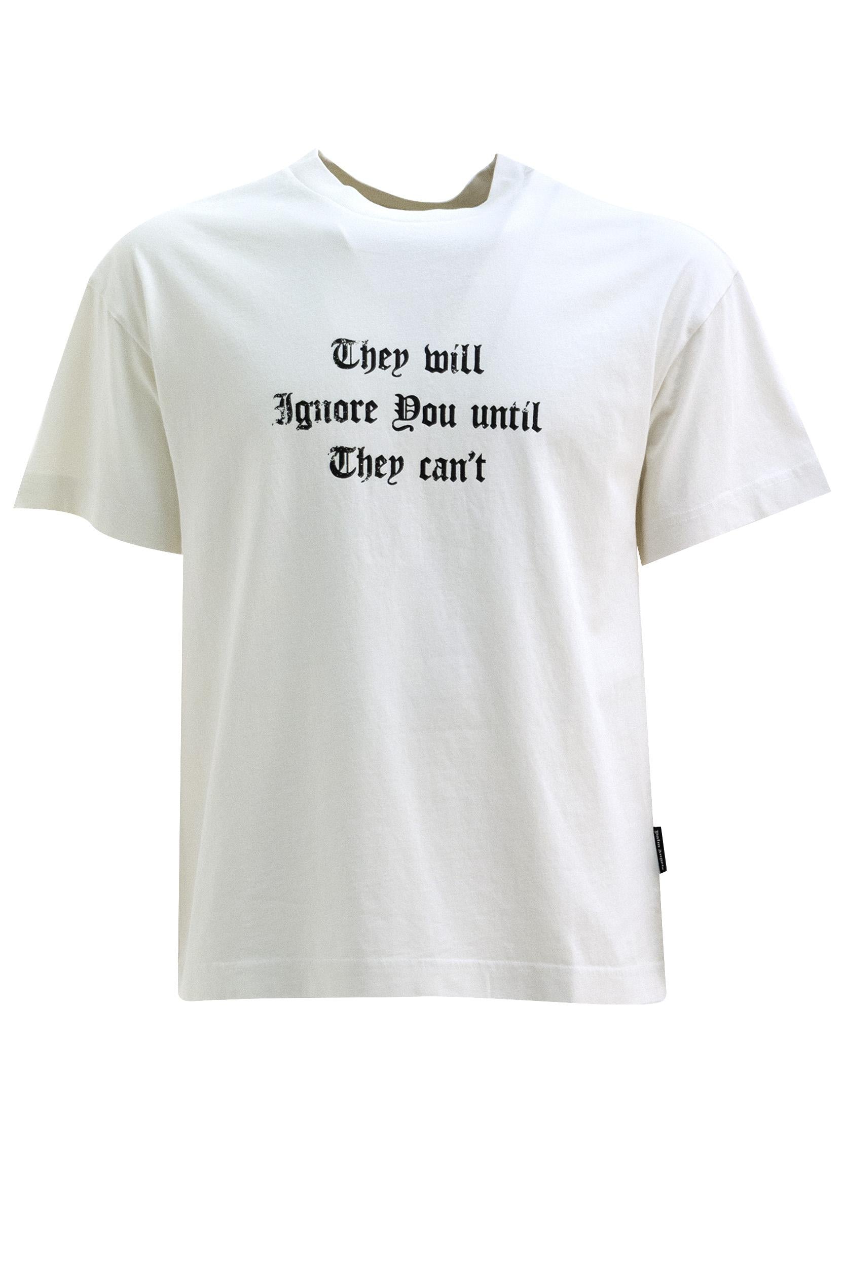 T-shirt in cotone di colore bianco<BR/> PMAA109S26JER005 0310 PALM ANGELS 