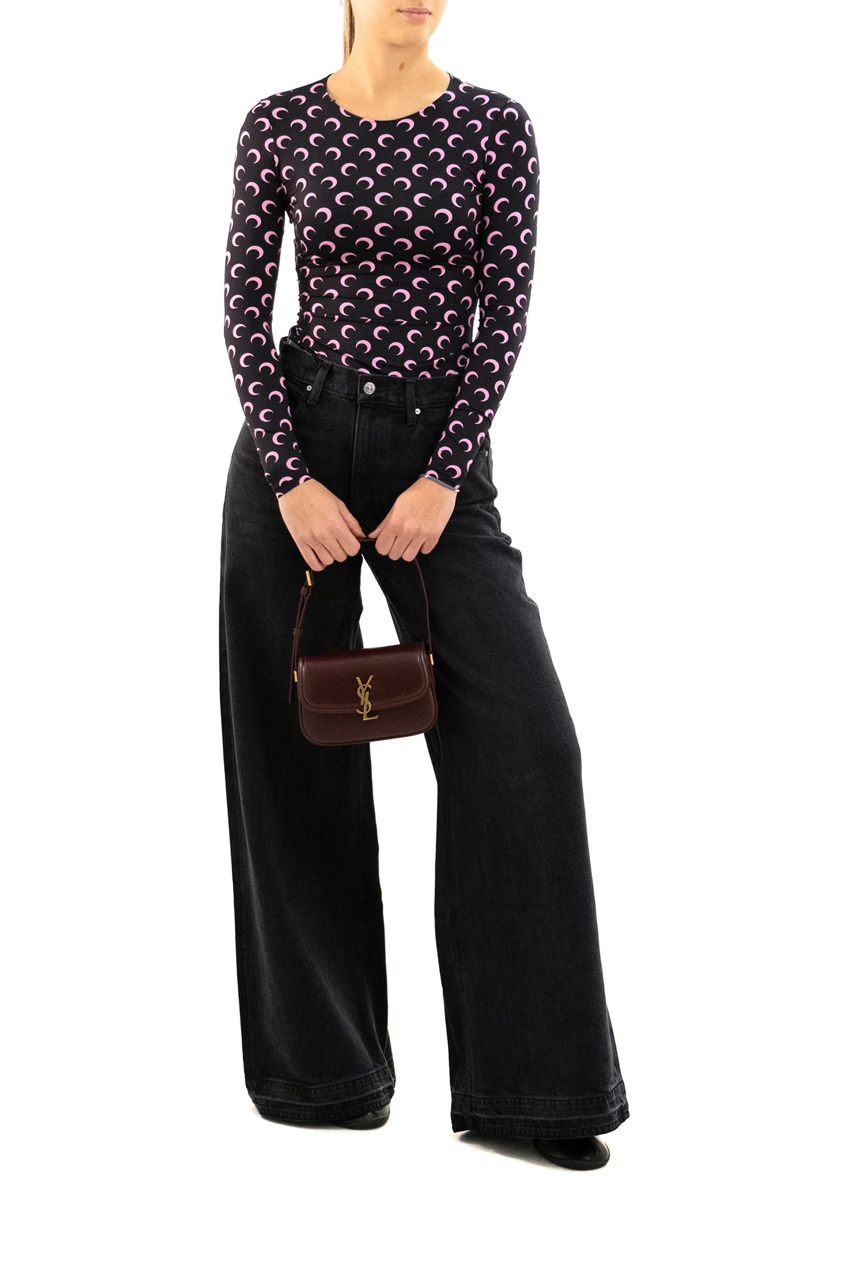 Top in jersey elasticizzato di colore nero<BR/> WTS006A CJER0001 BK90 MARINE SERRE 