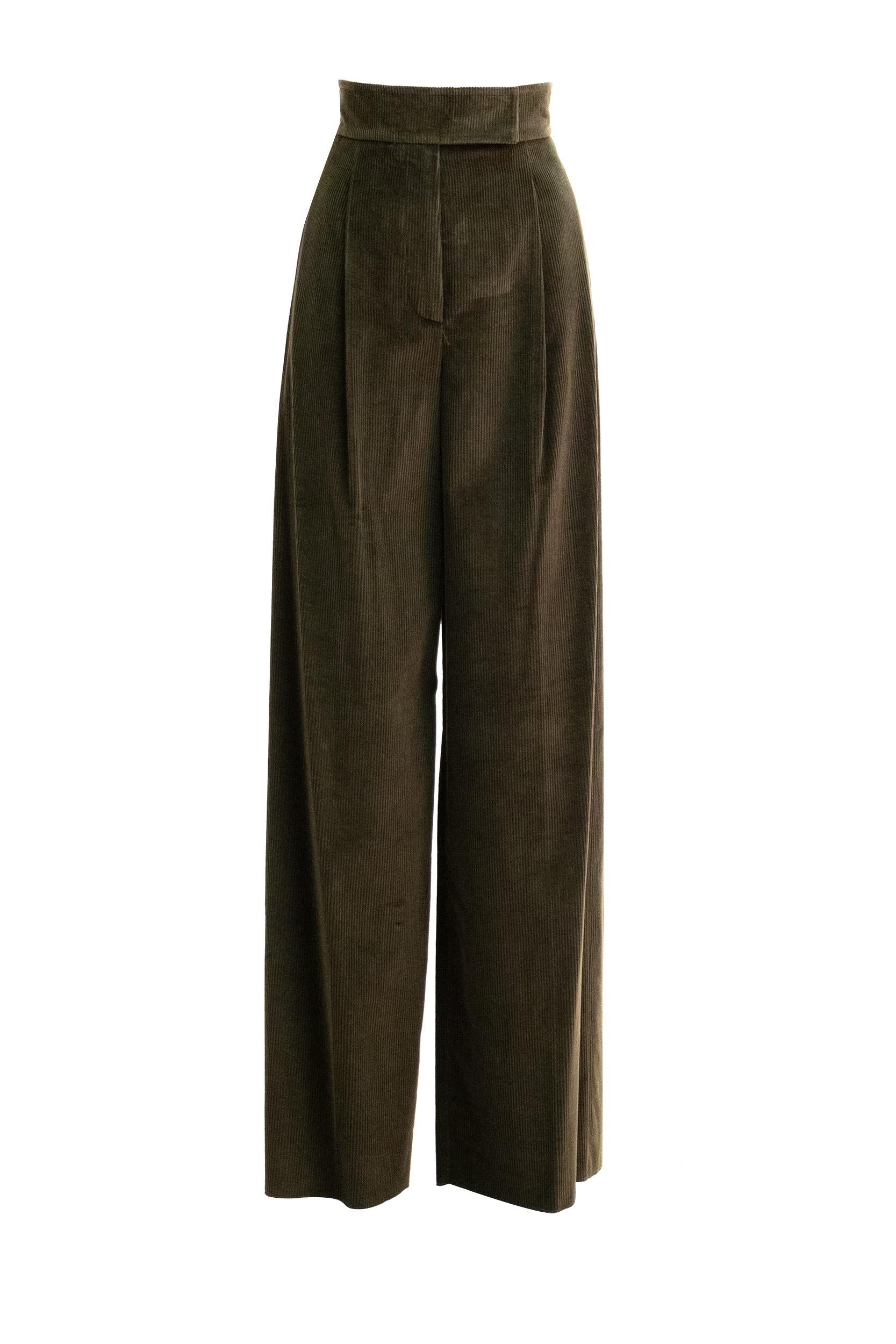 Pantaloni Bosso in velluto a coste color verde<BR/> BOSSO1234 005 MAX MARA 