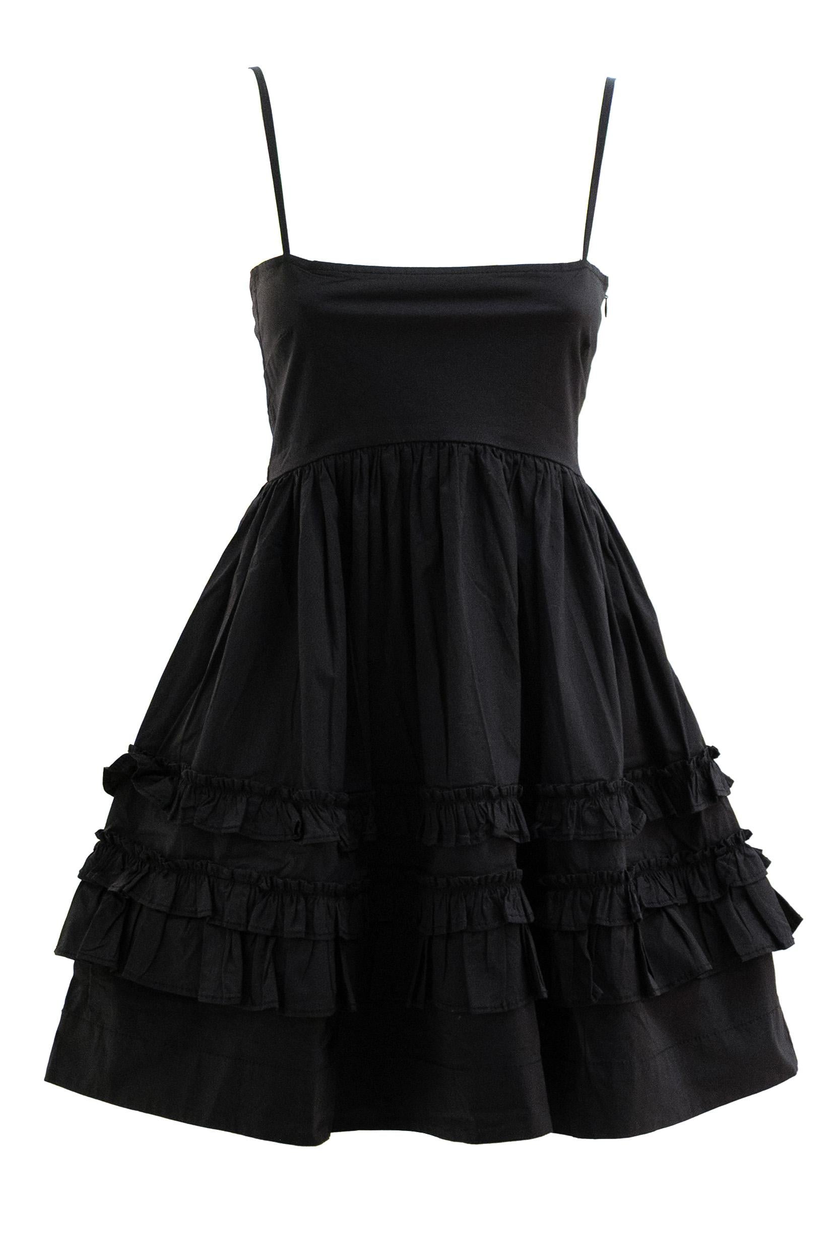 Abito in cotone di colore nero<BR/> A1030207 099 GANNI 