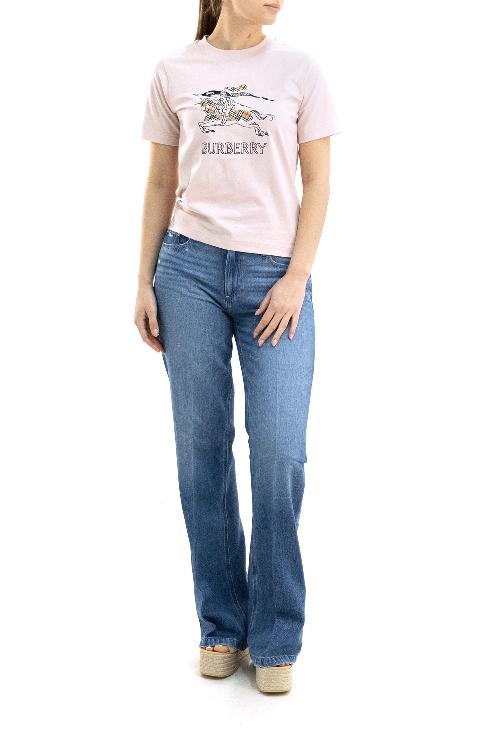T-shirt in cotone di colore rosa<BR/> 8121037 BOUQUET BURBERRY 