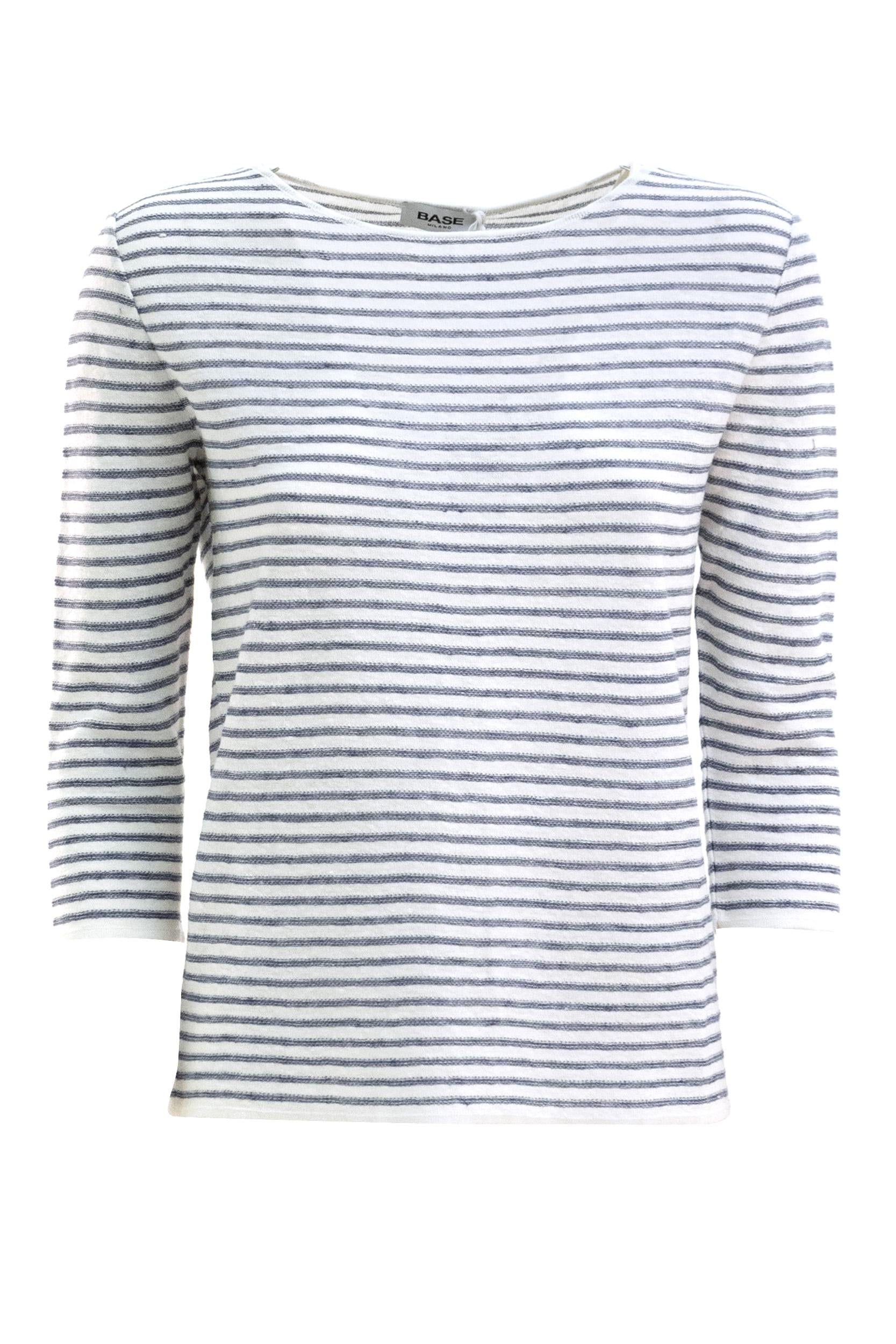 Maglia a Righe in Lino e Cotone<BR/> B7743 322 805 BASE 