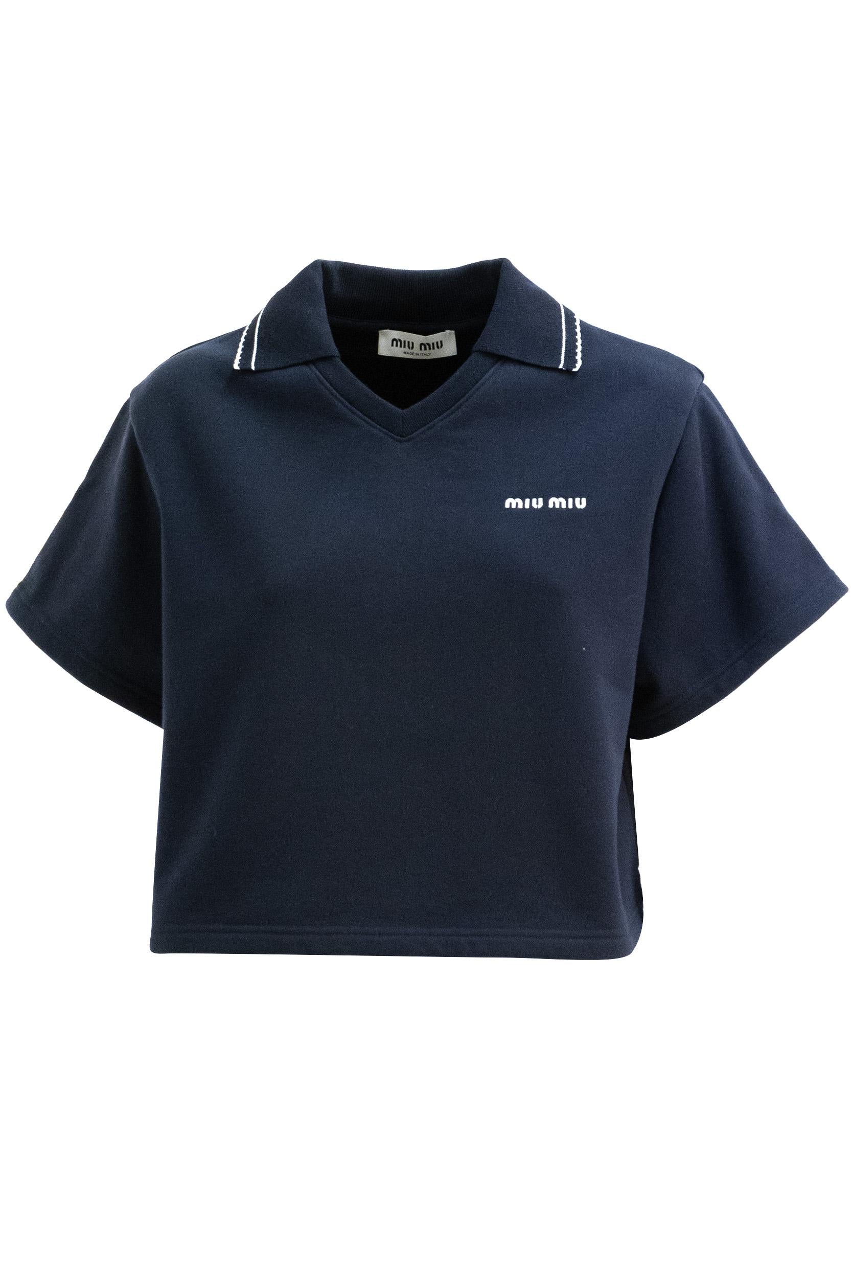 Felpa in cotone di colore blu<BR/> MJNA41 S OOO 191L F0008 MIU MIU 