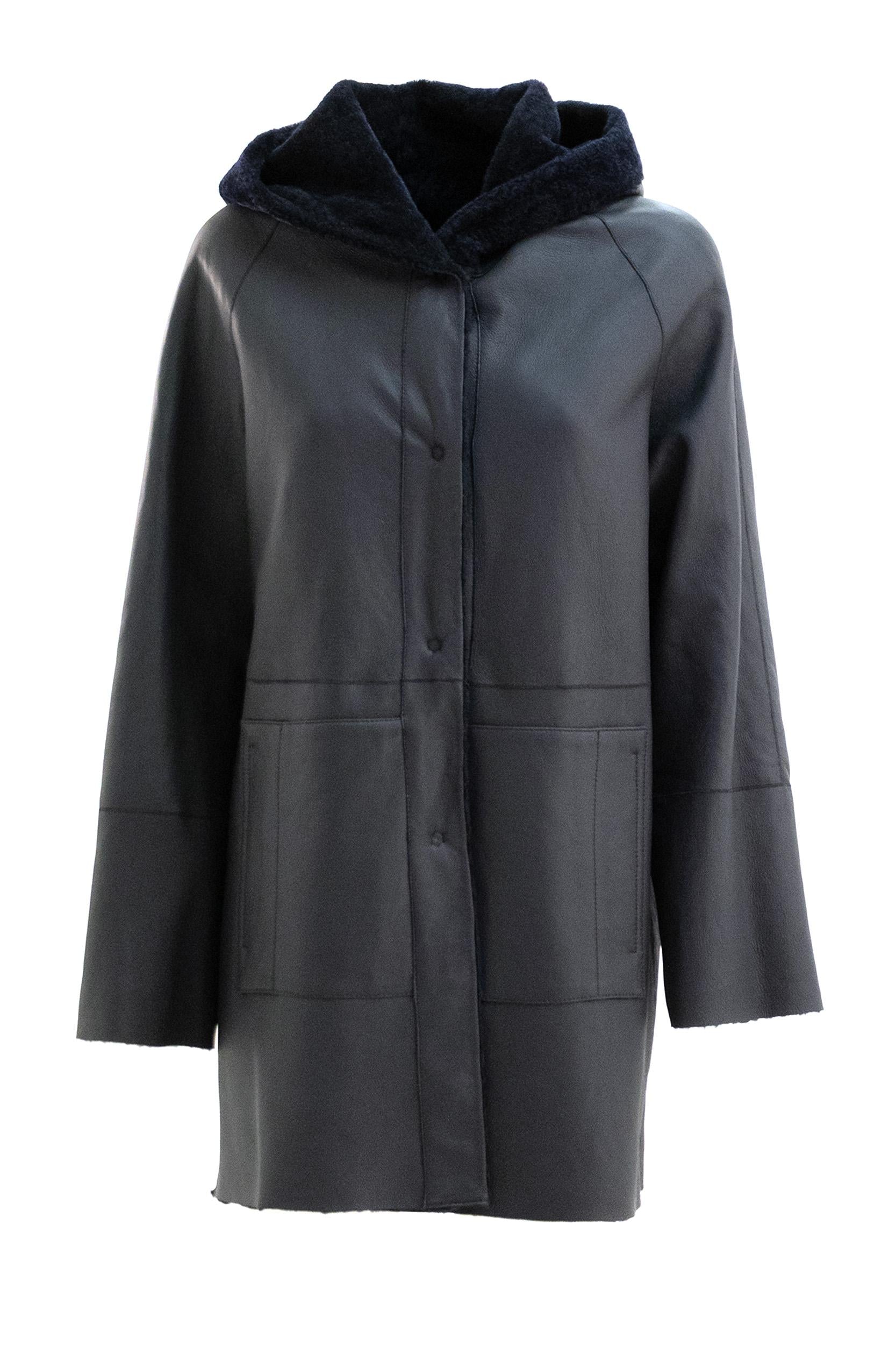 Cappotto ROBERTA PACAYA cappotto in montone blu <BR/> ROBERTA PACAYA BLU FURLING BY GIANI 