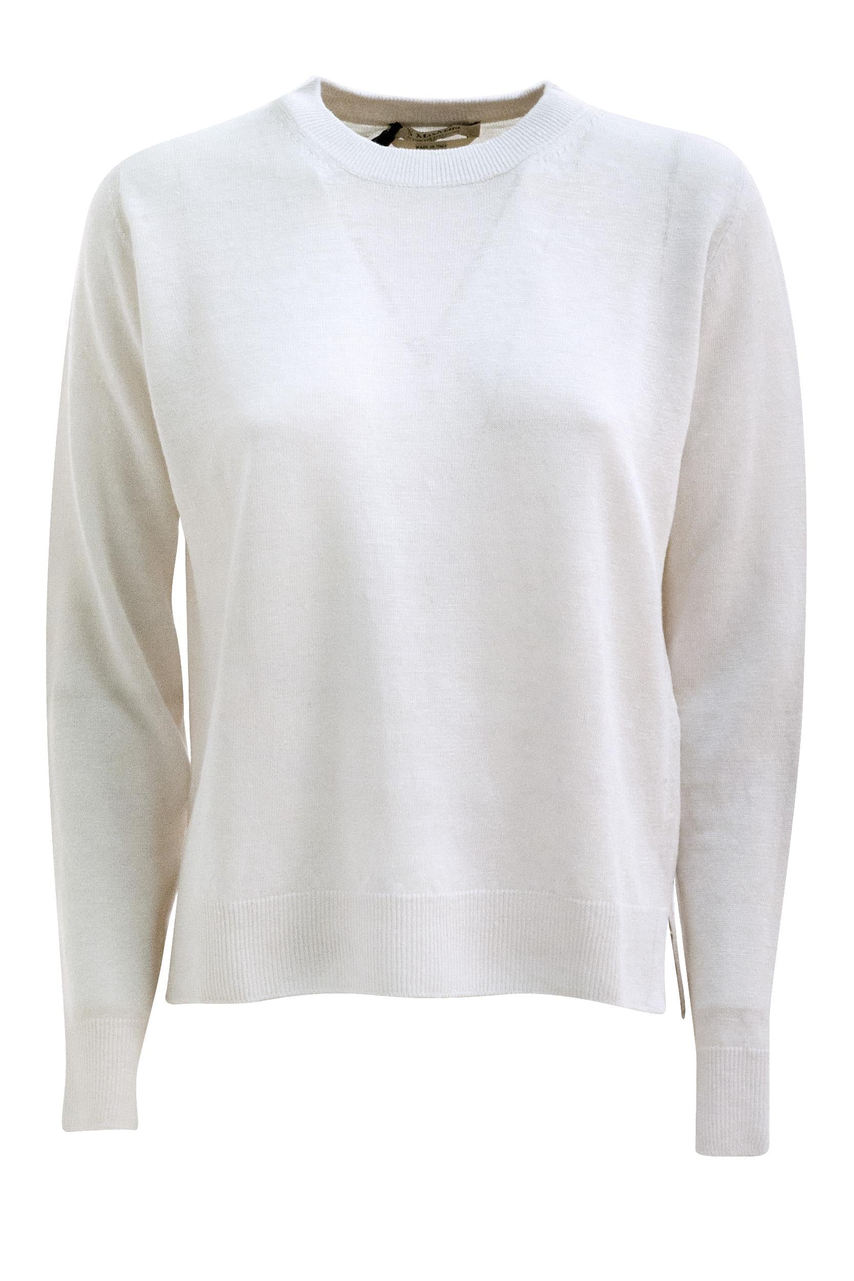 Pullover in lino di colore bianco<BR/> SMMFERVORE 001 S MAX MARA 