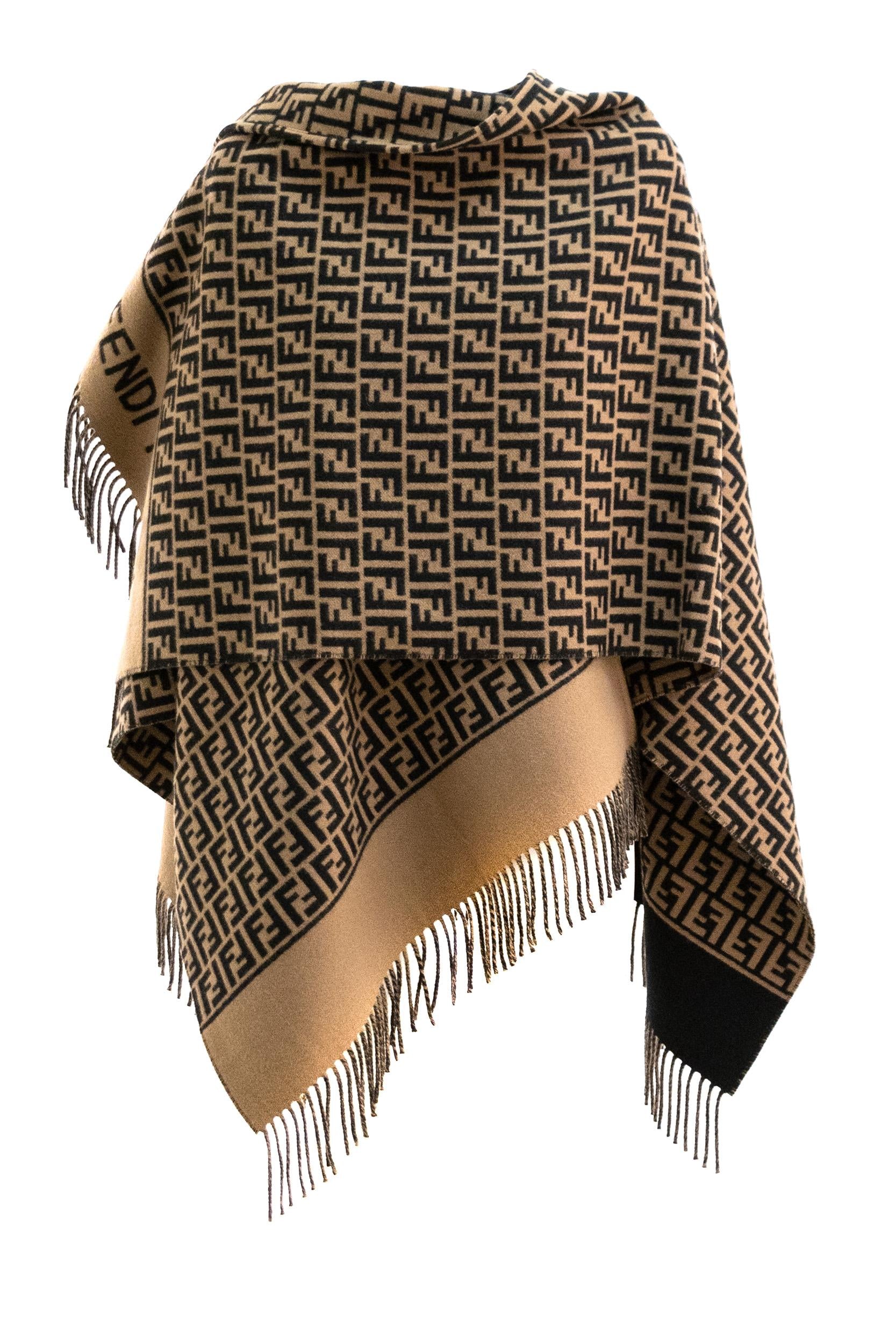 Poncho in lana e cashmere marrone<BR/> FXX723 AQCW F0QE1 FENDI 