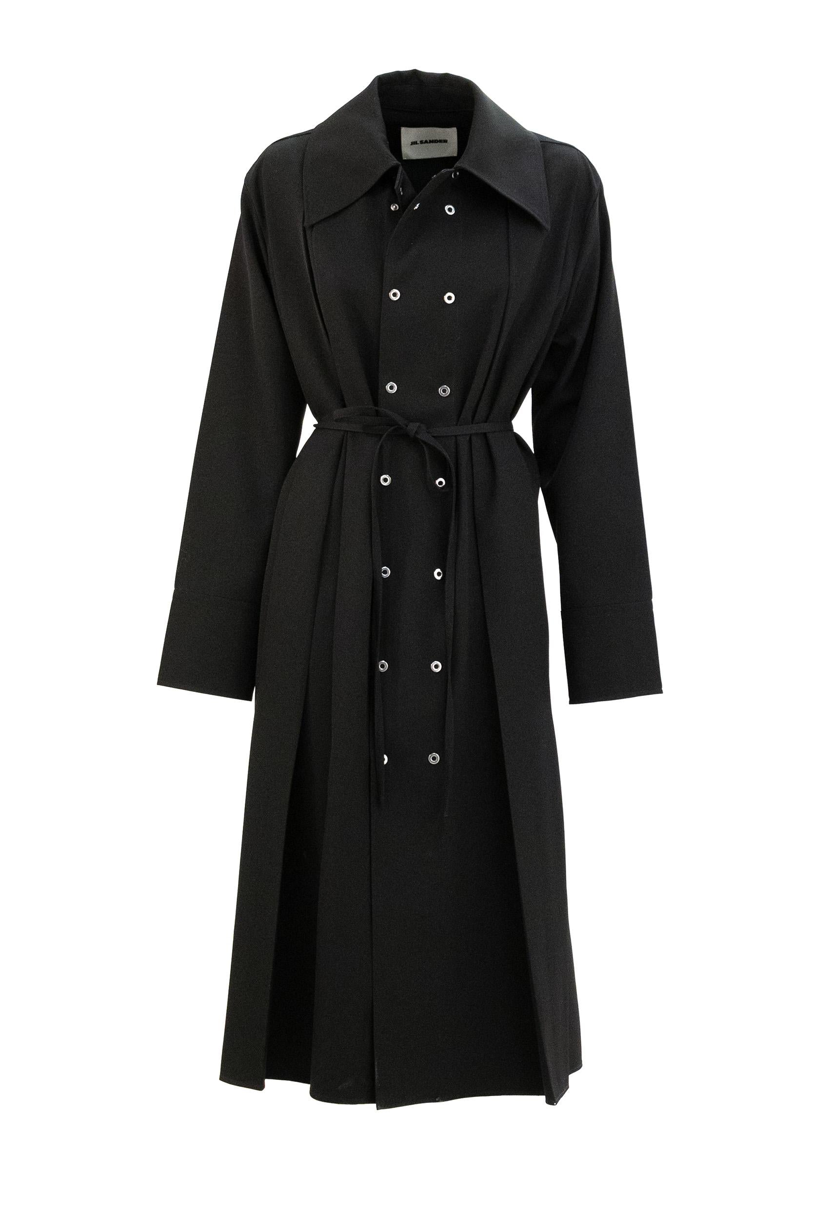 Abito lungo in gabardine di lana di colore nero<BR/> J03CT0566 J40002 001 JIL SANDER 
