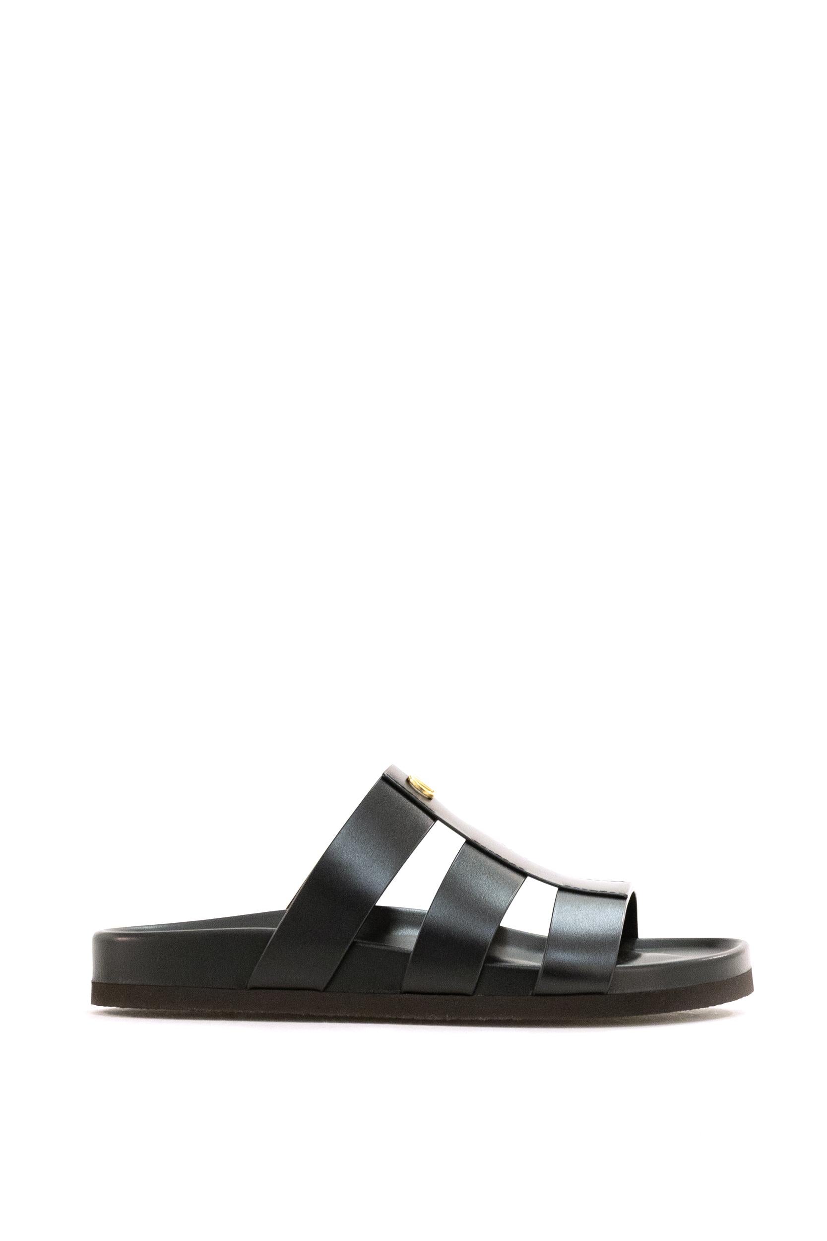 Sandali Slide Studshield in Pelle<BR/> 8Y2S0M95BEK 0NO VALENTINO GARAVANI 