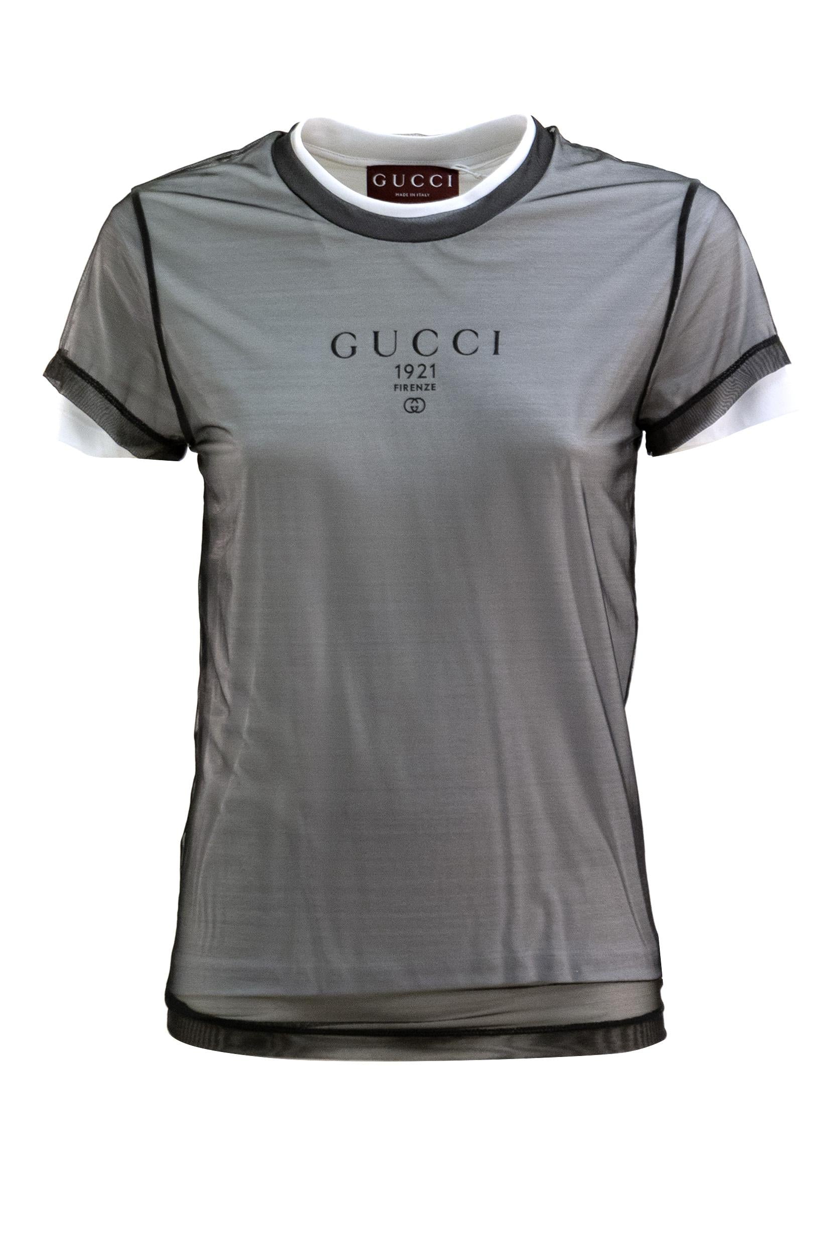 T-shirt in Jersey a Doppio Strato con Stampa<BR/> 856822 XJHQ5 9097 GUCCI 
